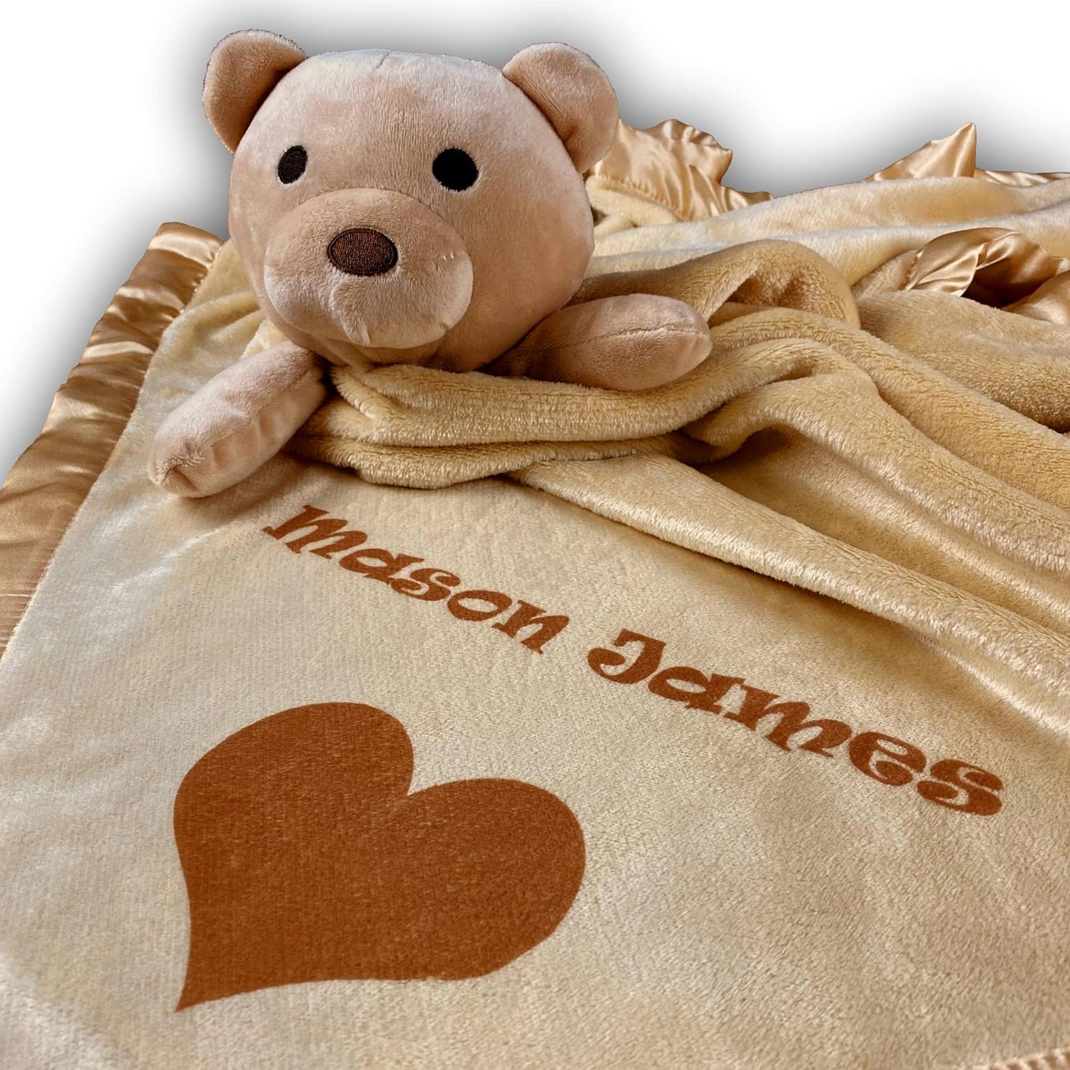 Custom Catch Personalized Teddy Bear Baby Blanket - Brown 1