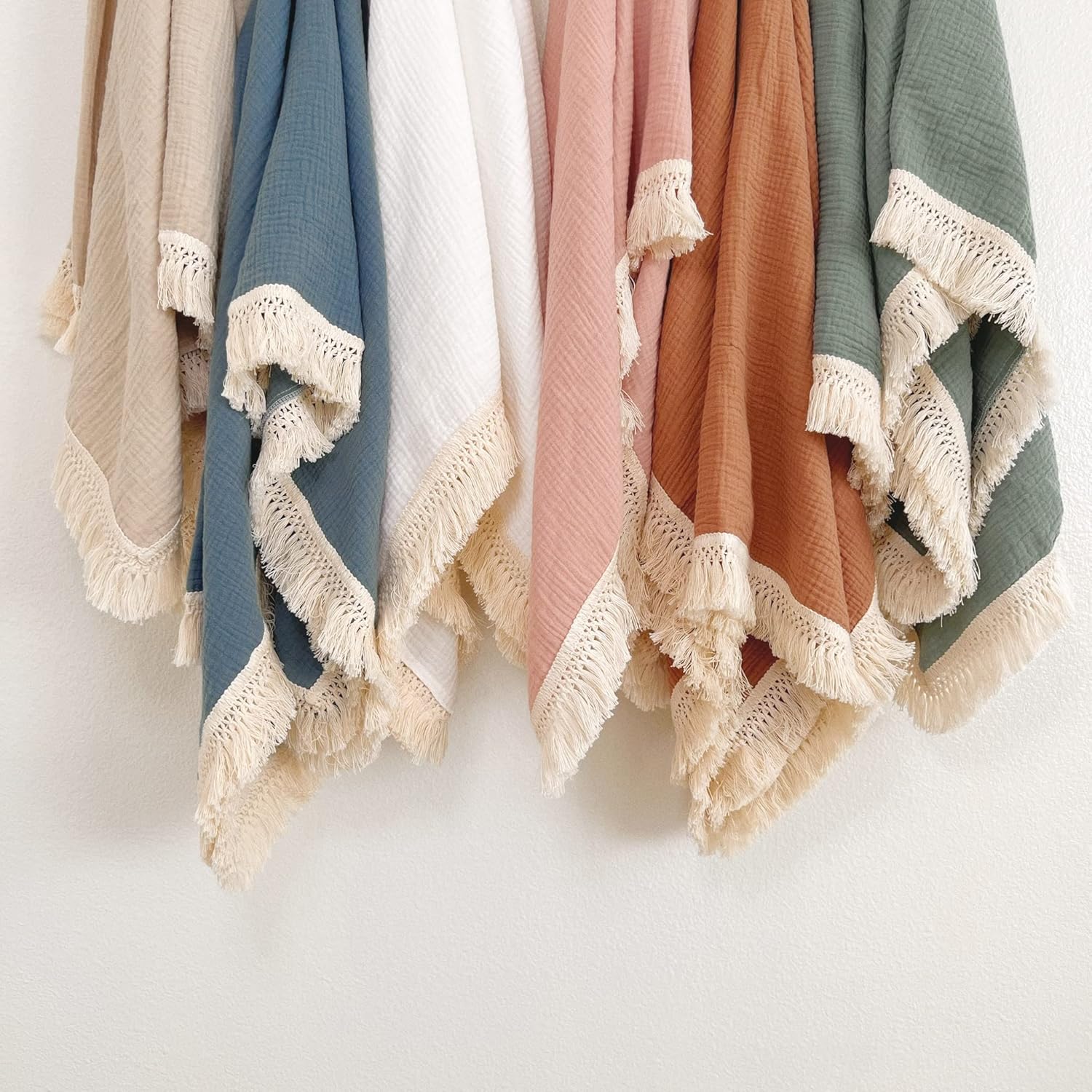 Bettrkind Muslin Swaddle Blanket with Fringe - Tan