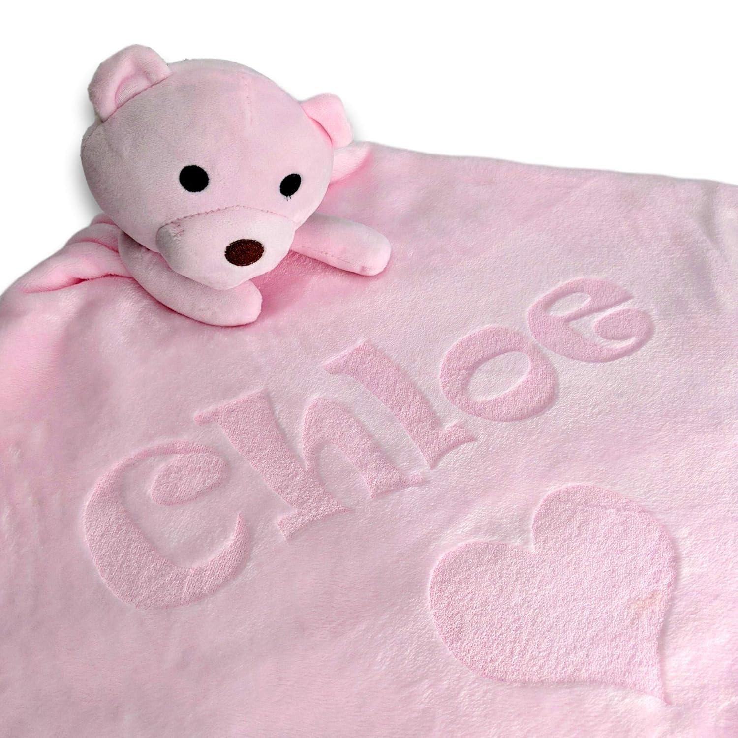Custom Catch Personalized Teddy Bear Baby Blanket - Pink
