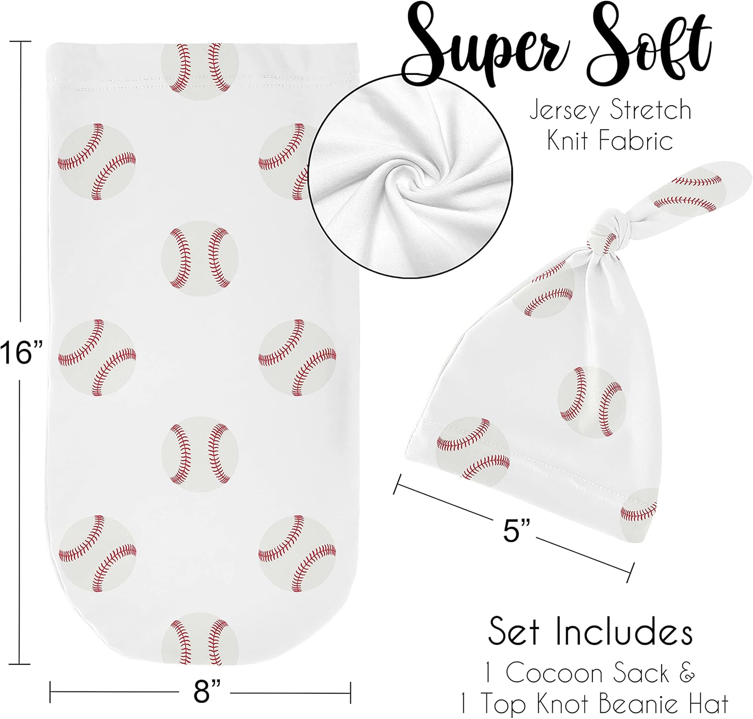 Sweet Jojo Baseball Baby Boy Sleep Sack and Beanie 2pc Set