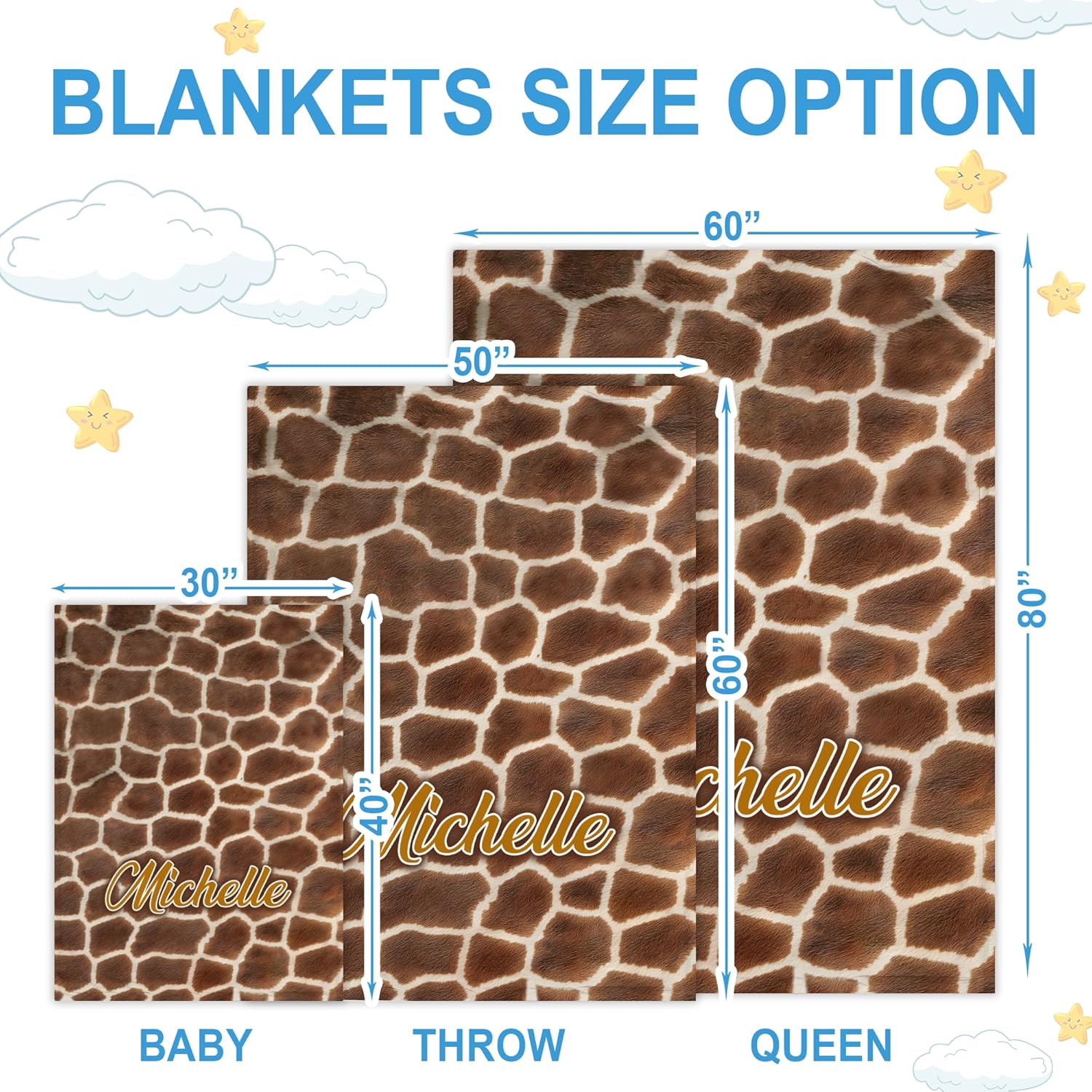 Hyturtle Personalized Giraffe Print Baby Blanket