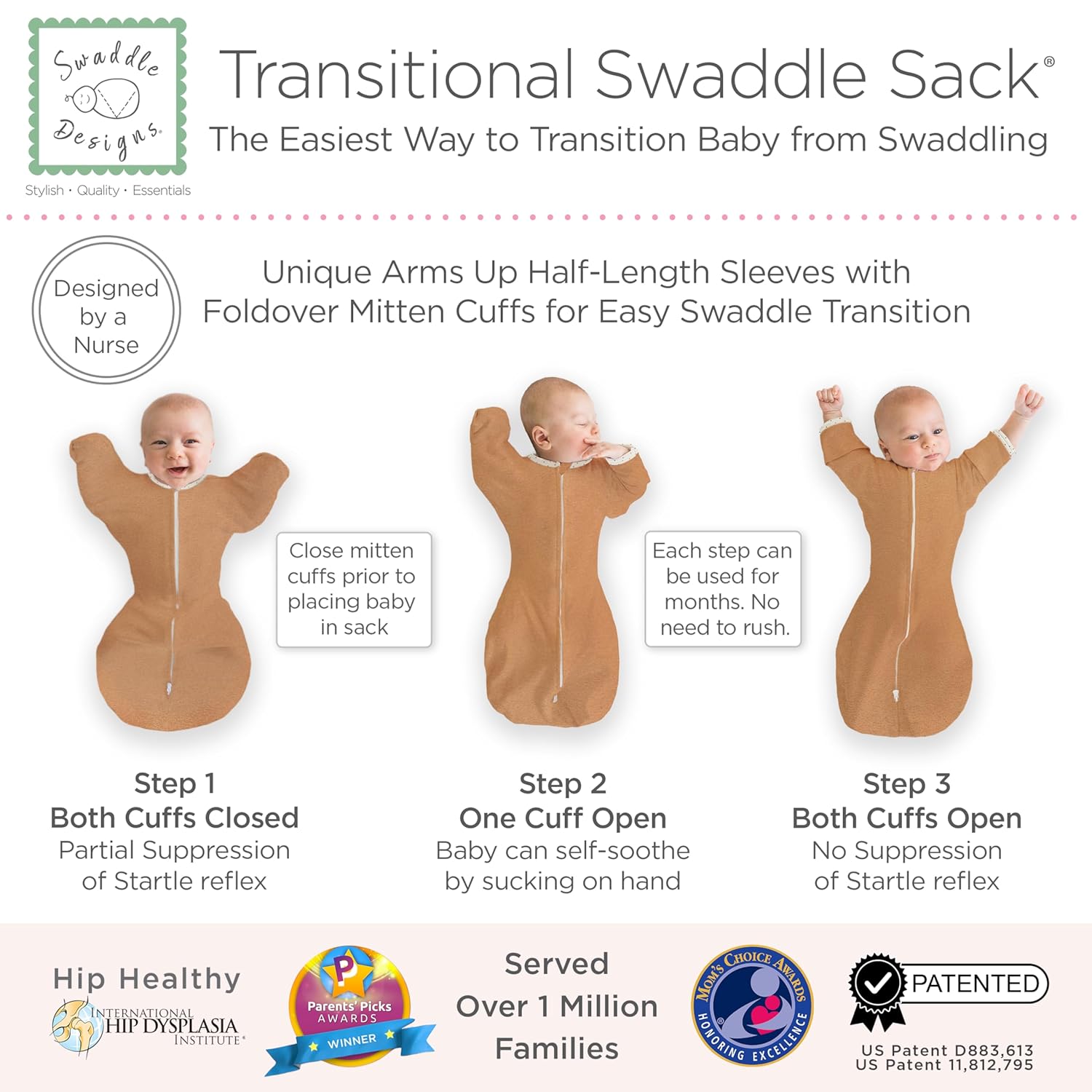SwaddleDesigns Transitional Swaddle Sack for Newborn
