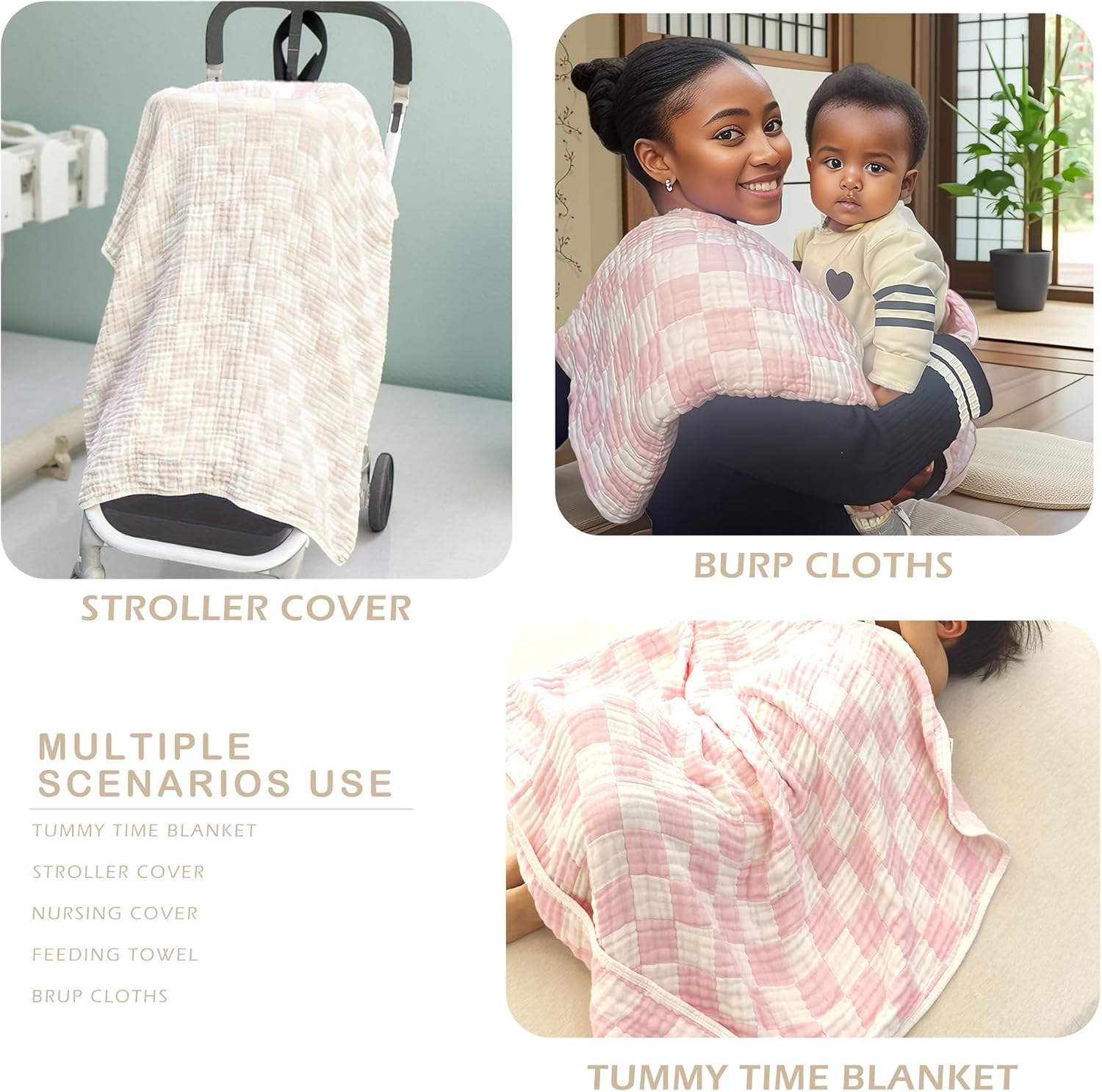 Ultra Soft Cozy Cotton Muslin Swaddle Blanket 41x41