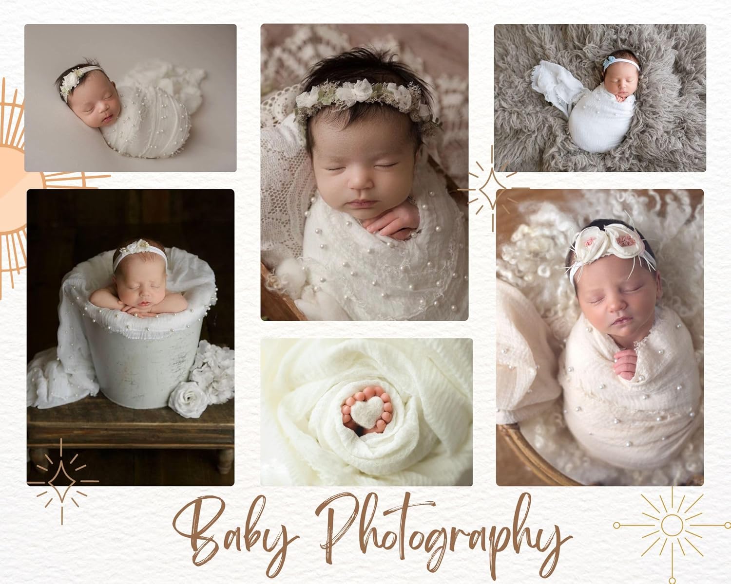 Giggle Angel Newborn Photo Wrap Blanket with Pearl Headband