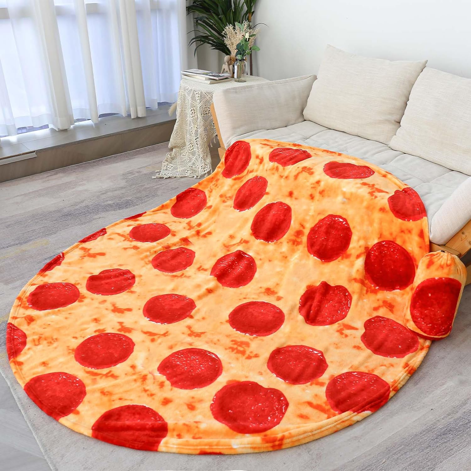 Bnuitland Funny Pizza Flannel Blanket 300 GSM Double Sided 1