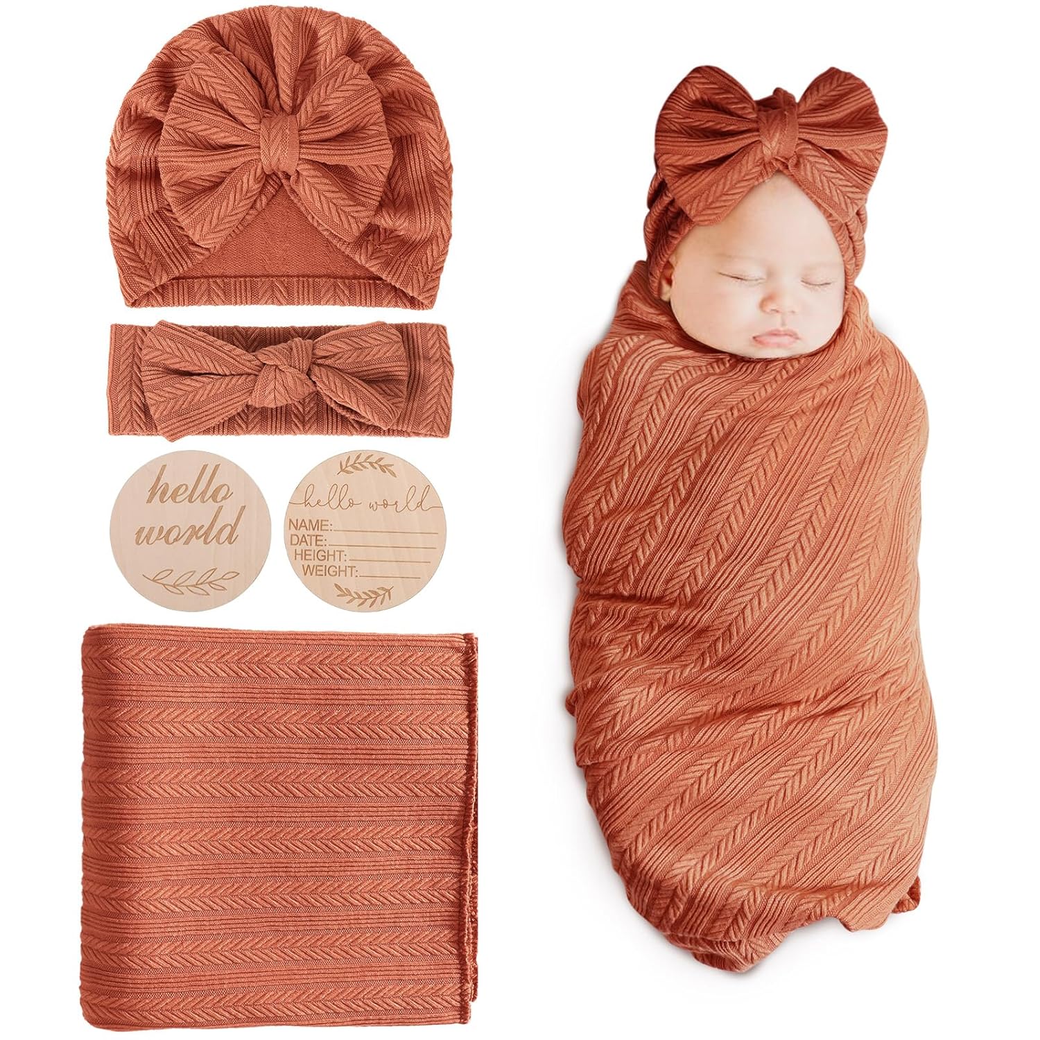 DRESHOW BQUBO Baby Swaddle Set for Girls 4PCS