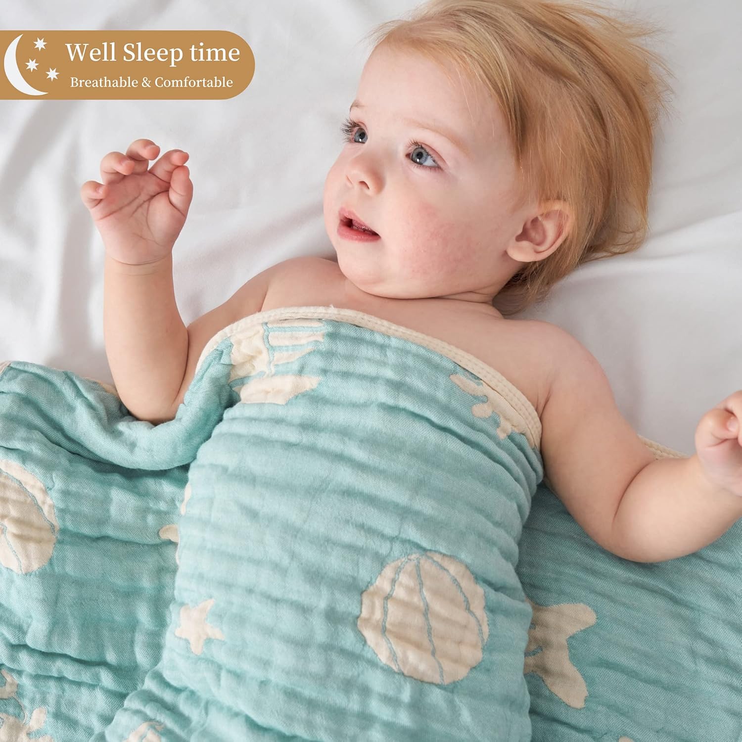 Ultra Soft Muslin Baby Blanket - Ocean Green 1 Pack