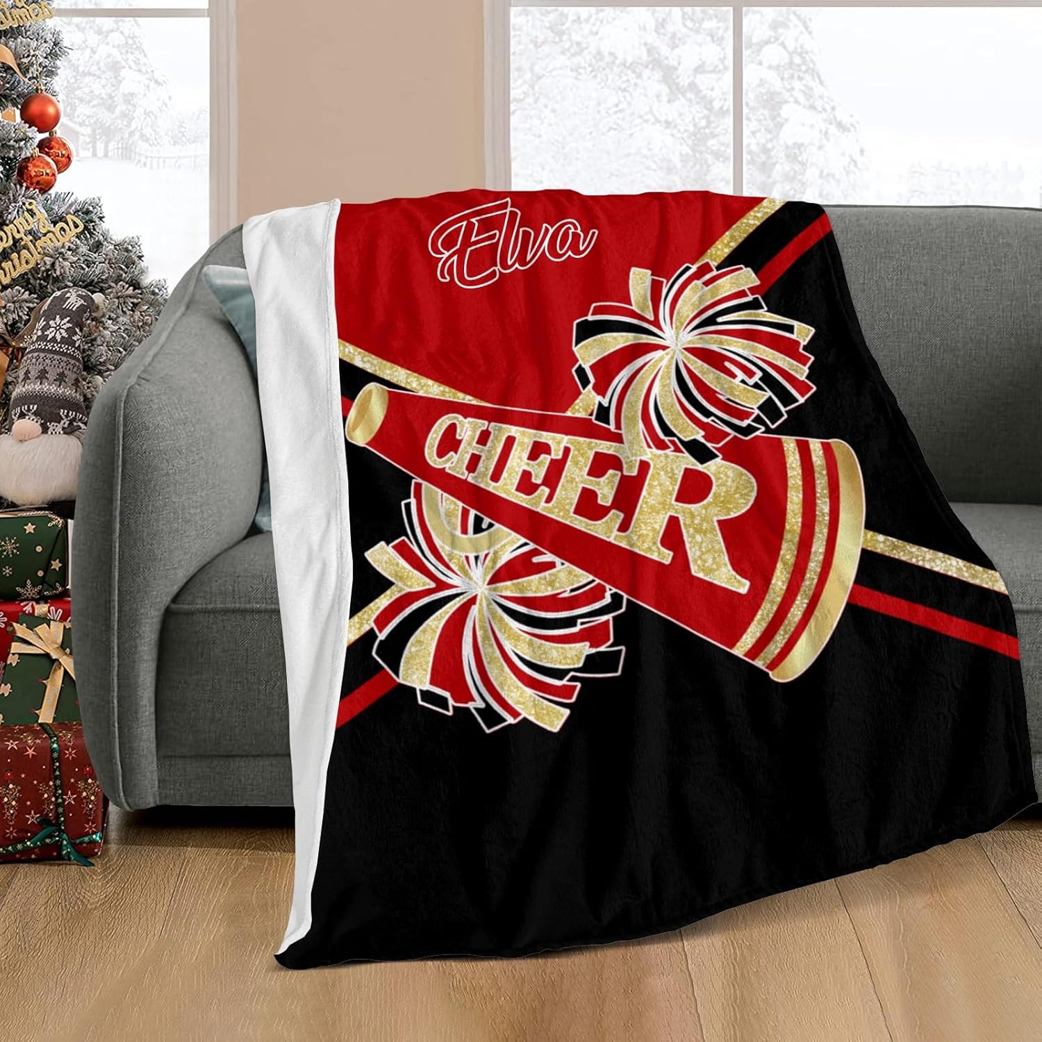 Custom Blanket with Name Cheer Red 30x40 Inch Swaddling Blanket