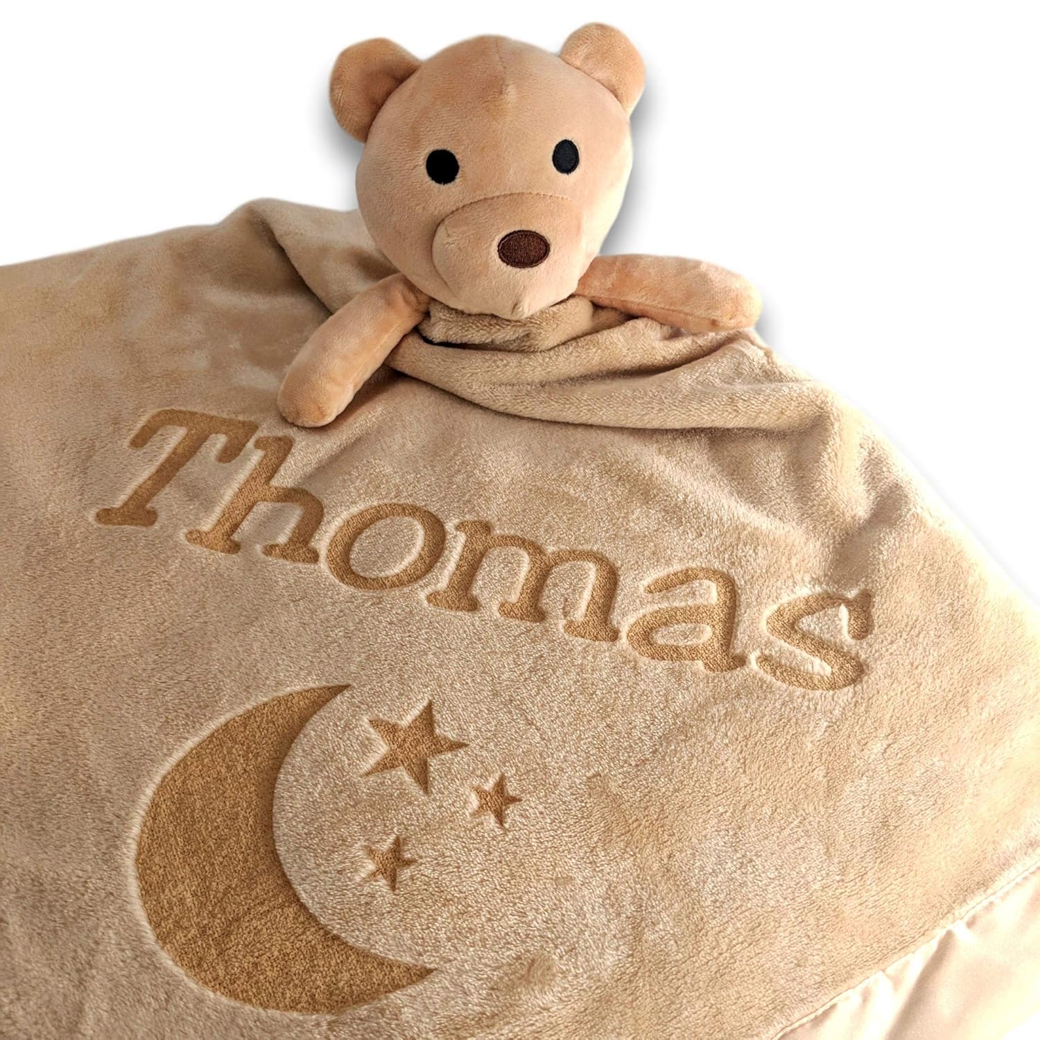 Custom Catch Personalized Teddy Bear Baby Blanket - Brown 1