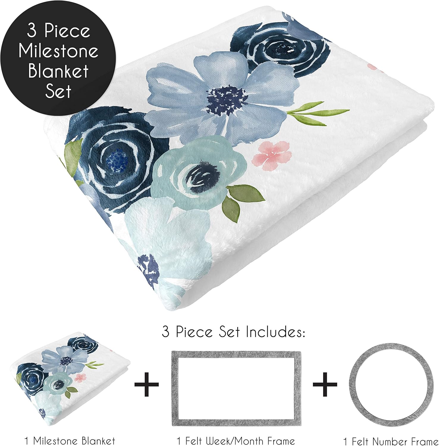 Sweet Jojo Designs Floral Growth Mat Blanket with Frames