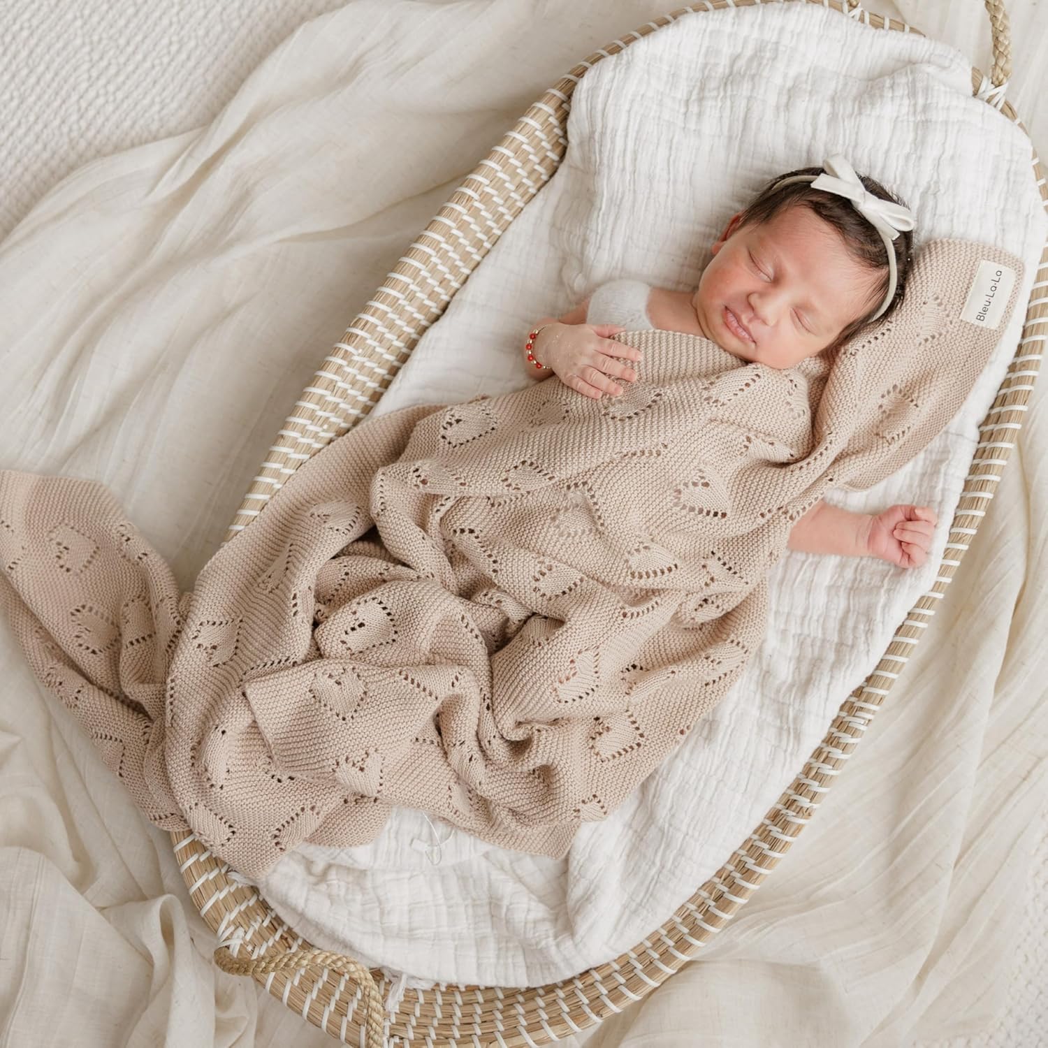 Luxury Cotton Heart Swaddle Blanket for Newborns