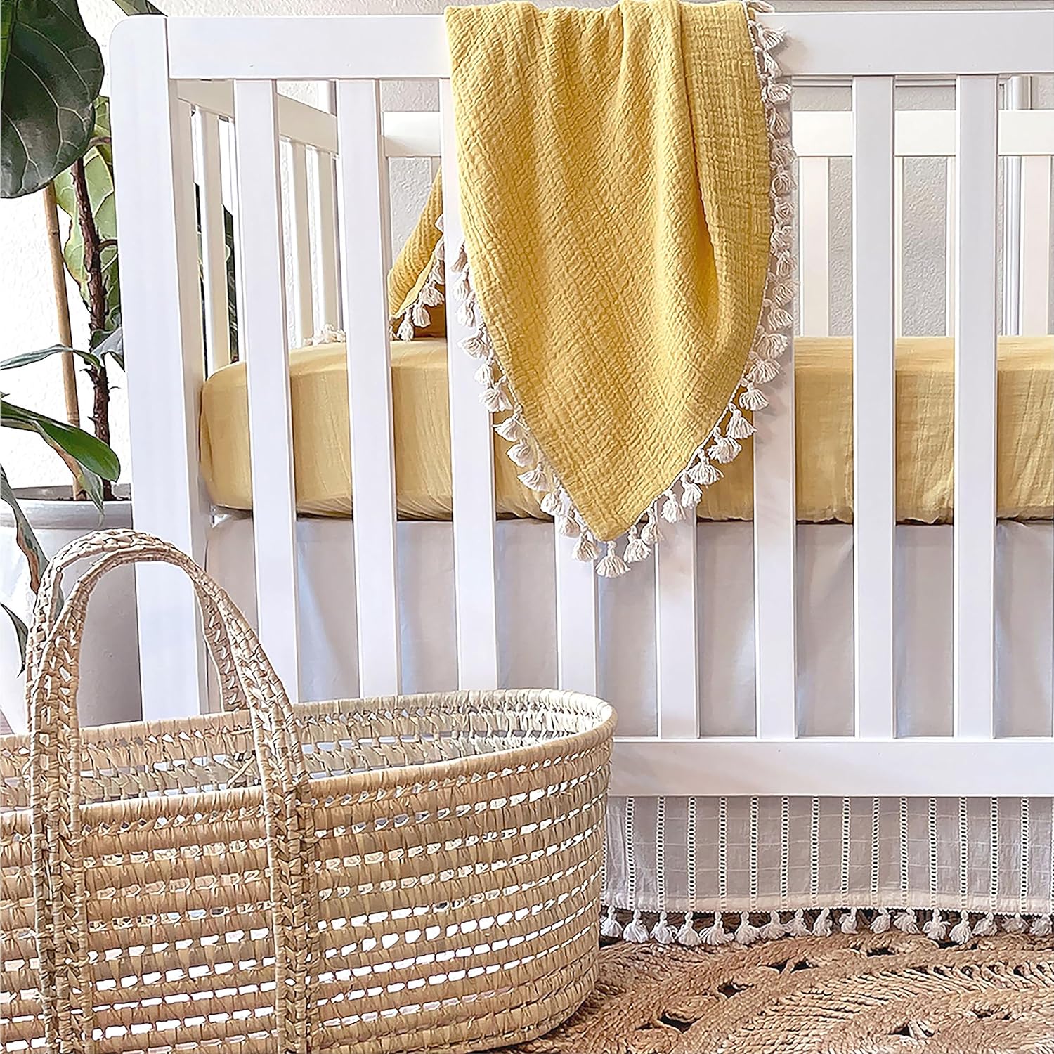 Crane Baby Muslin Swaddle Blanket 30 x 40 Ochre Yellow