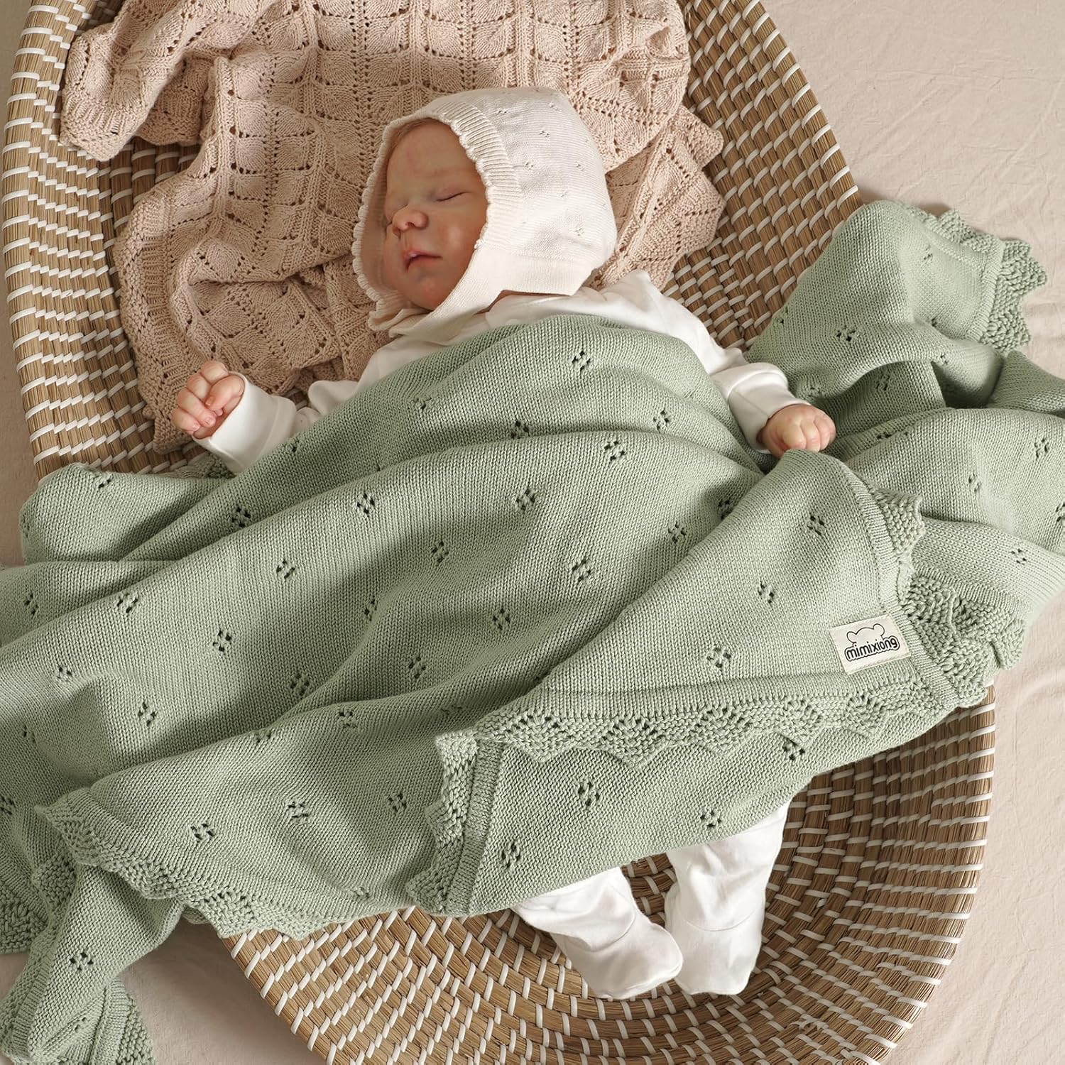 Mimixiong Cotton Baby Blanket Swaddling 30x40 Inch Sage Green