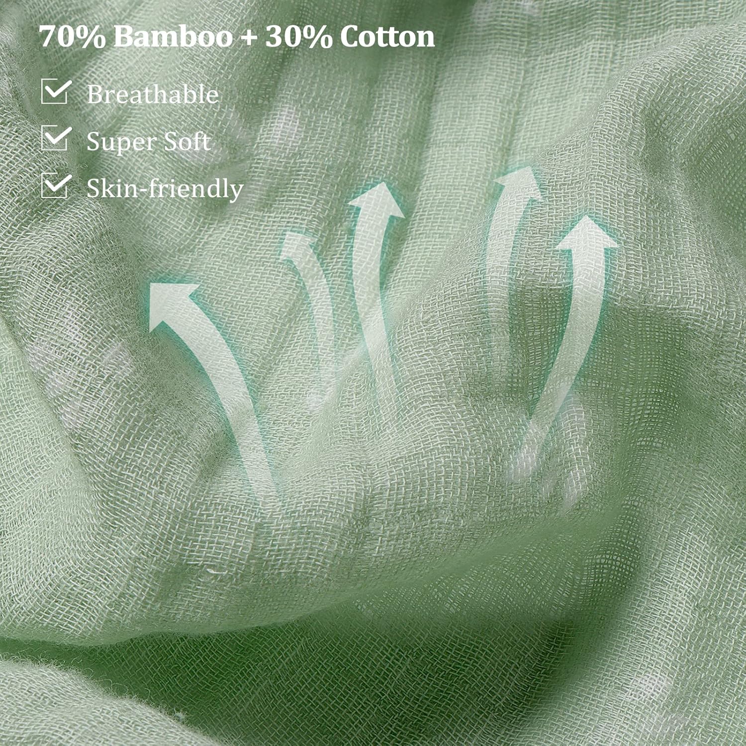 Softan Muslin Swaddle Blankets 4 Pack Green Floral