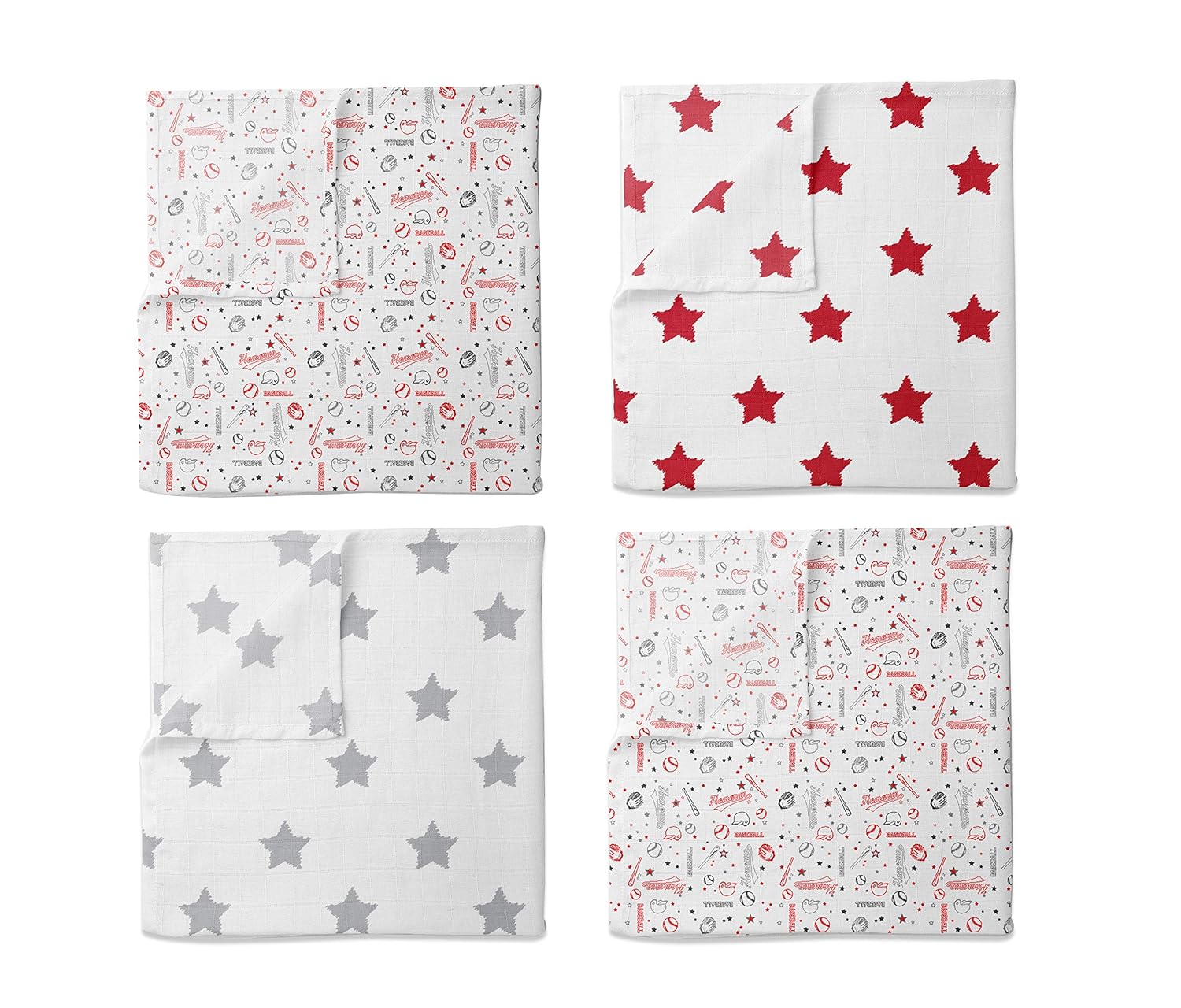 Bacati 4 Pack Swaddle Blankets for Boys