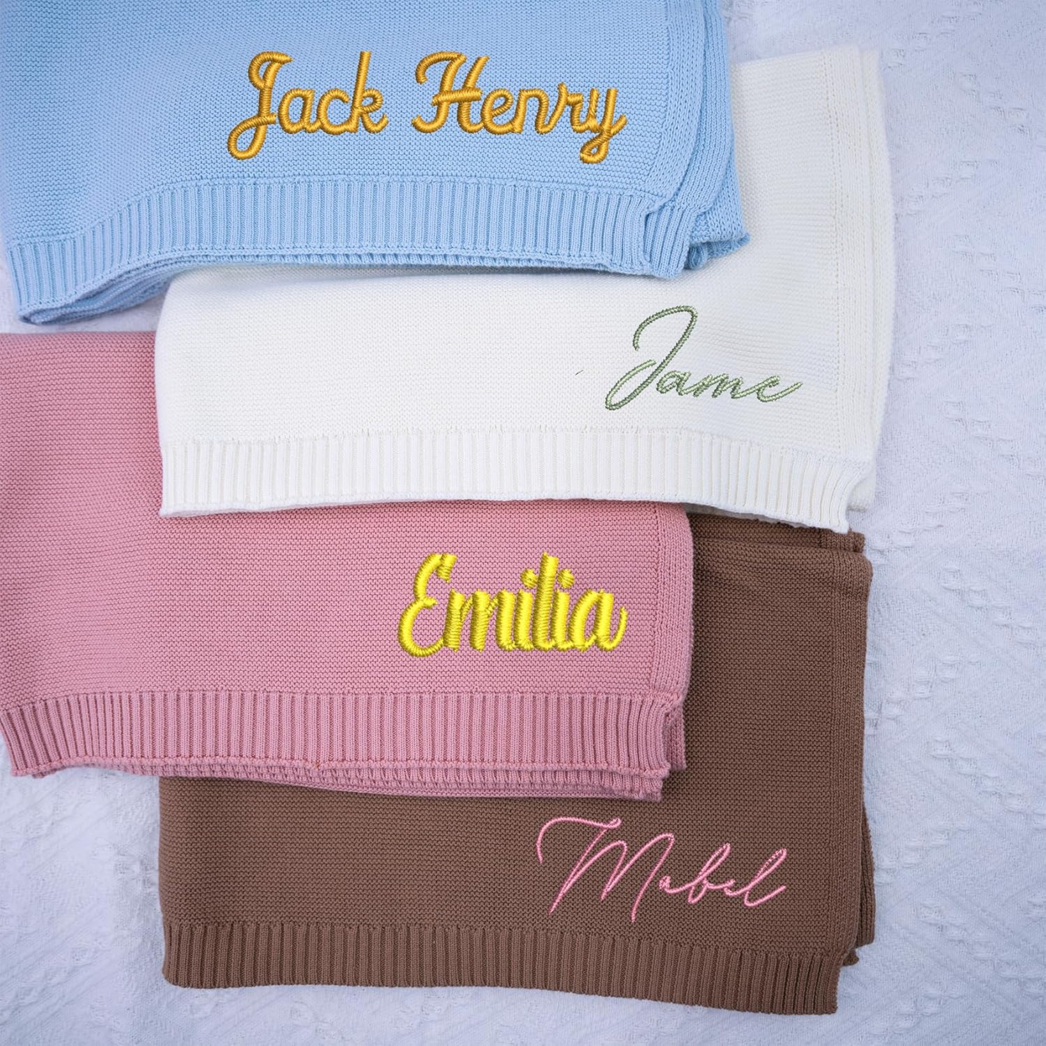 NAZENTI Personalized Baby Name Knit Blanket