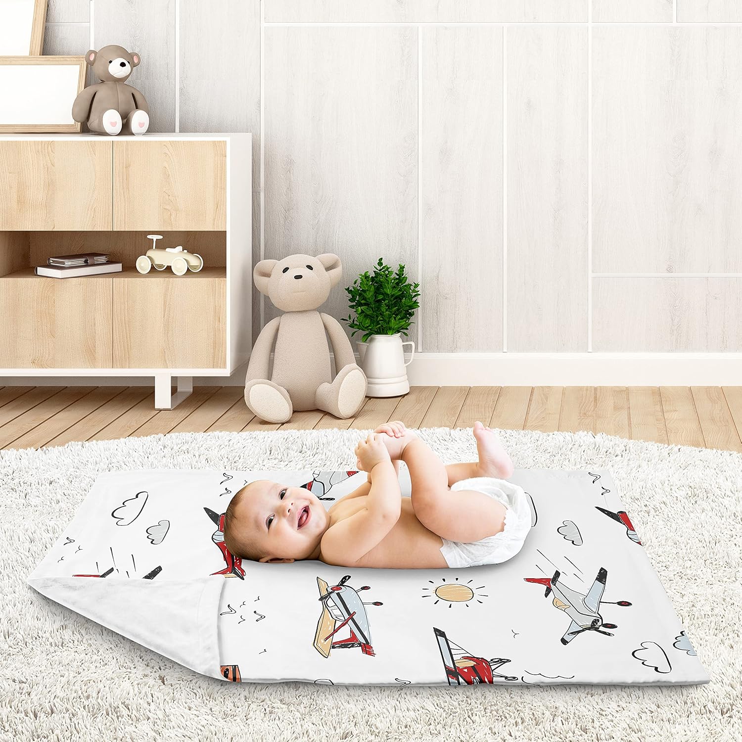 Sweet Jojo Designs Vintage Airplane Swaddle Blanket