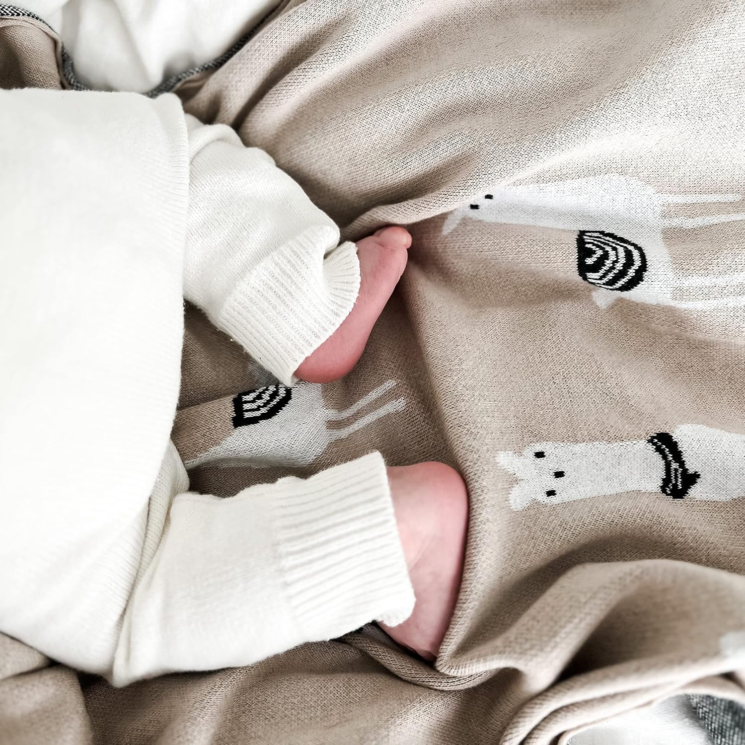 Baby Receiving Swaddle Blanket - 100 Fine Loomed Cotton Llama Pattern
