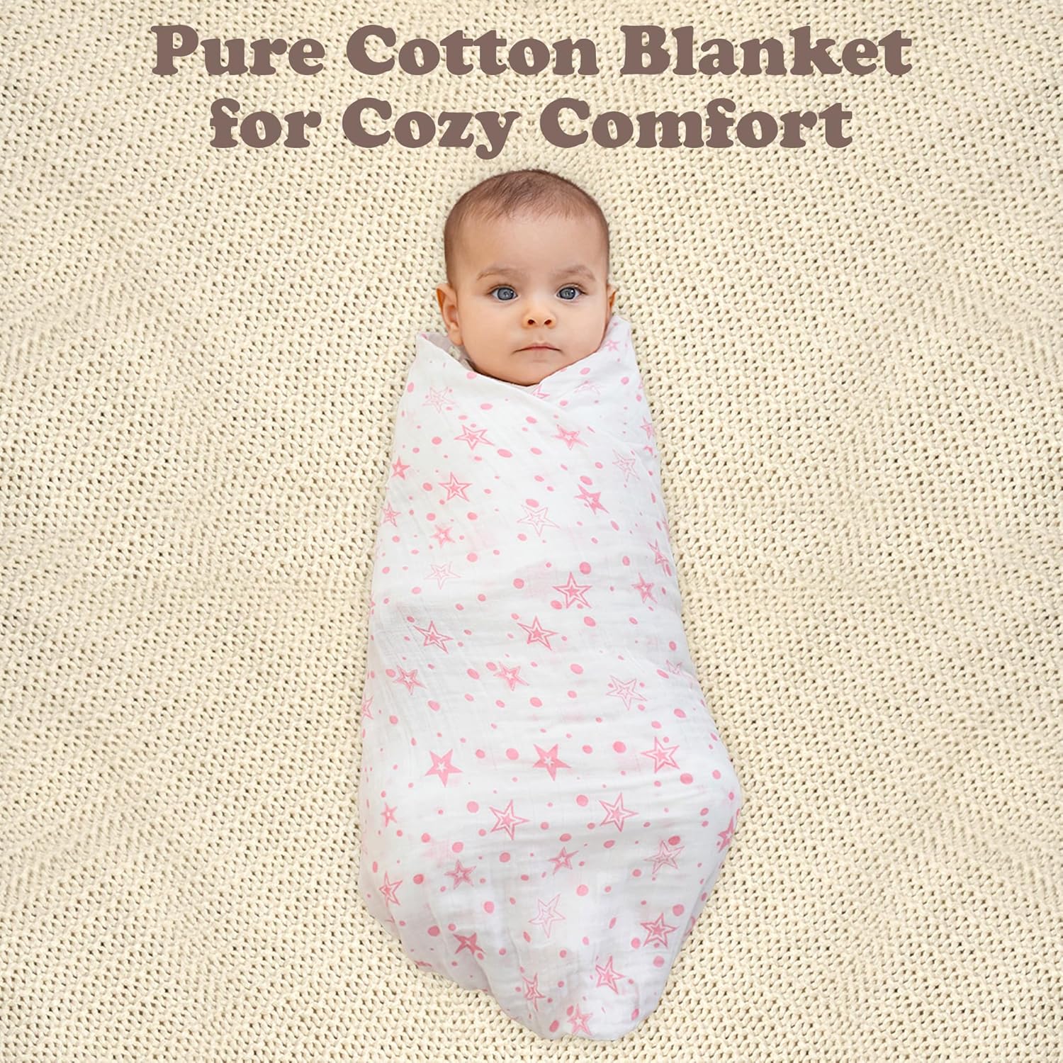Bublo Baby Muslin Swaddle Blankets 4-Pack Pink