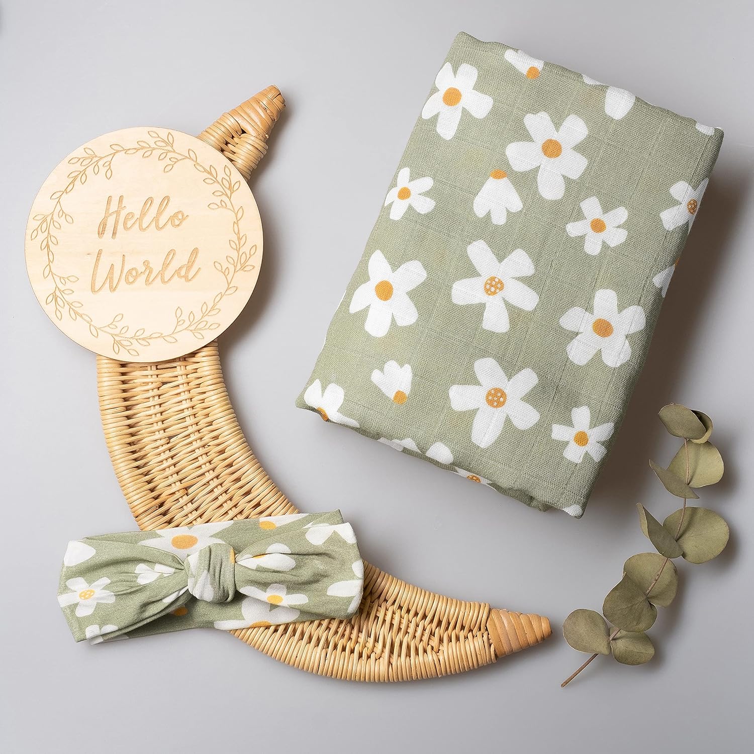 Miaoberry Organic Cotton Muslin Swaddle Set for Baby Girl