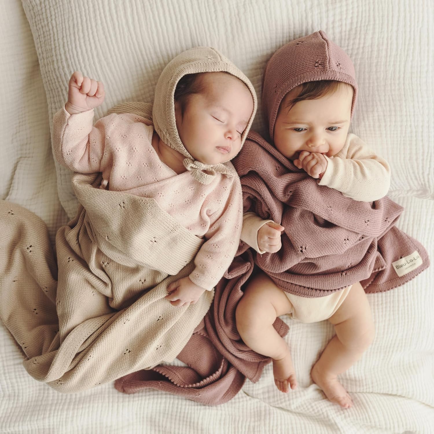 Bleu La La Luxury Organic Pointelle Receiving Blanket