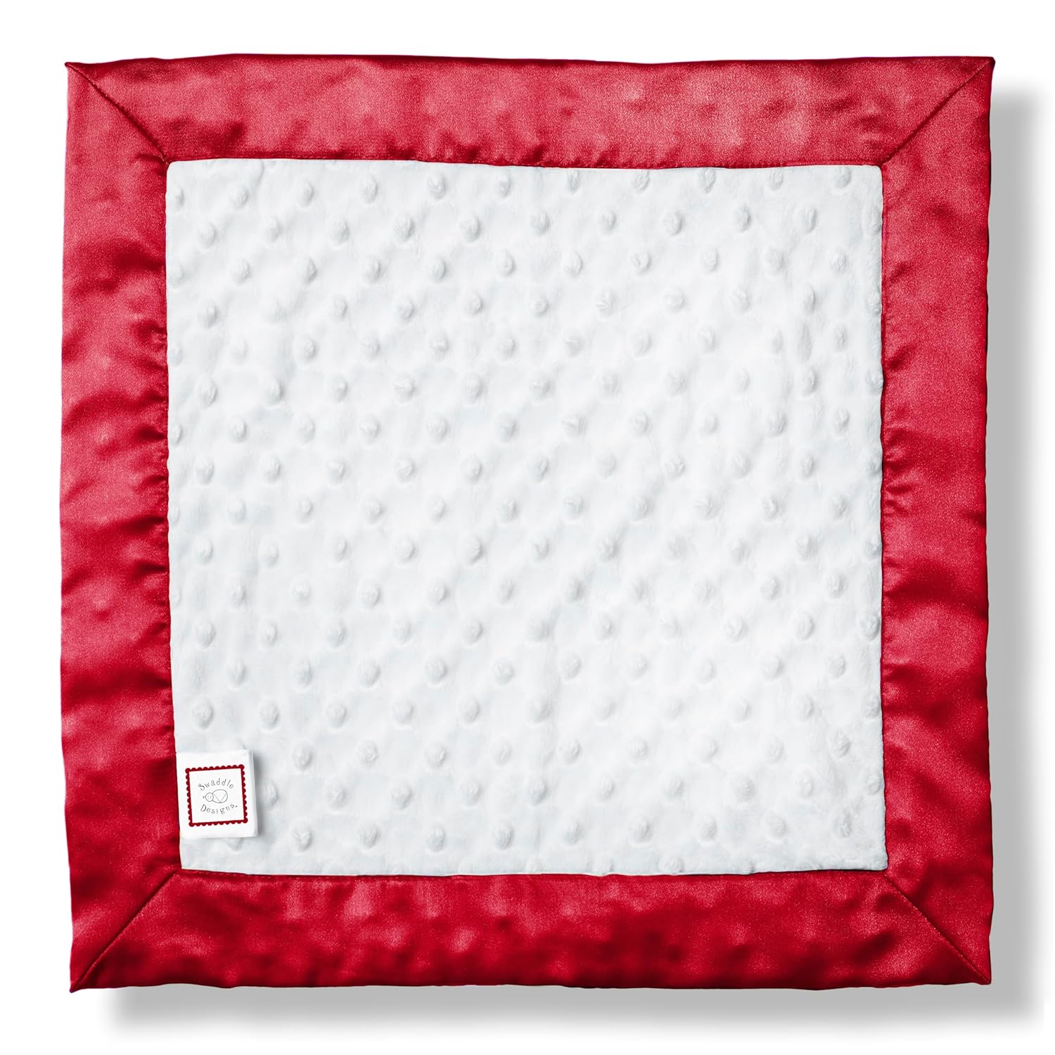 SwaddleDesigns Baby Lovie Security Blanket Plush Dots with Satin Trim Red 14x14 inches