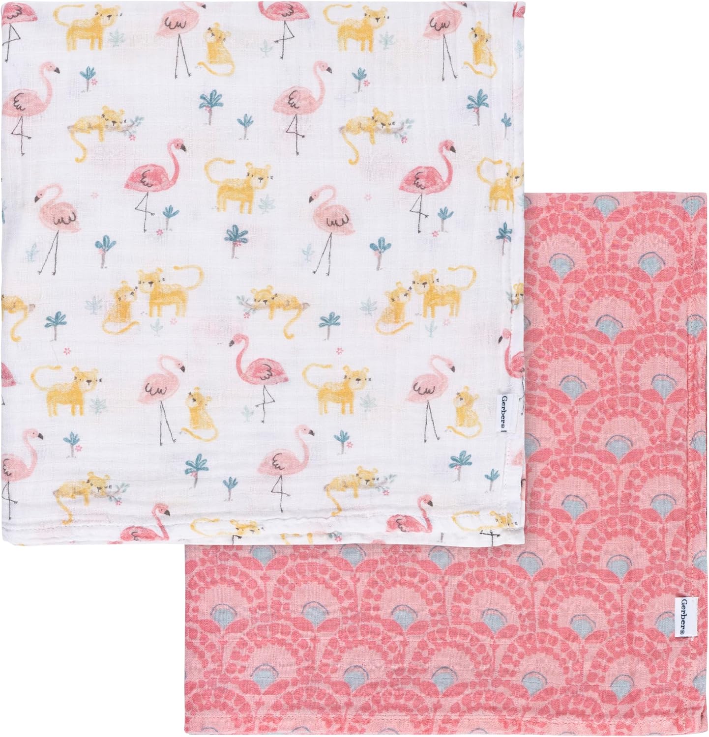 Gerber Baby 2-Pack Muslin Blanket Animal Geo Girl One Size