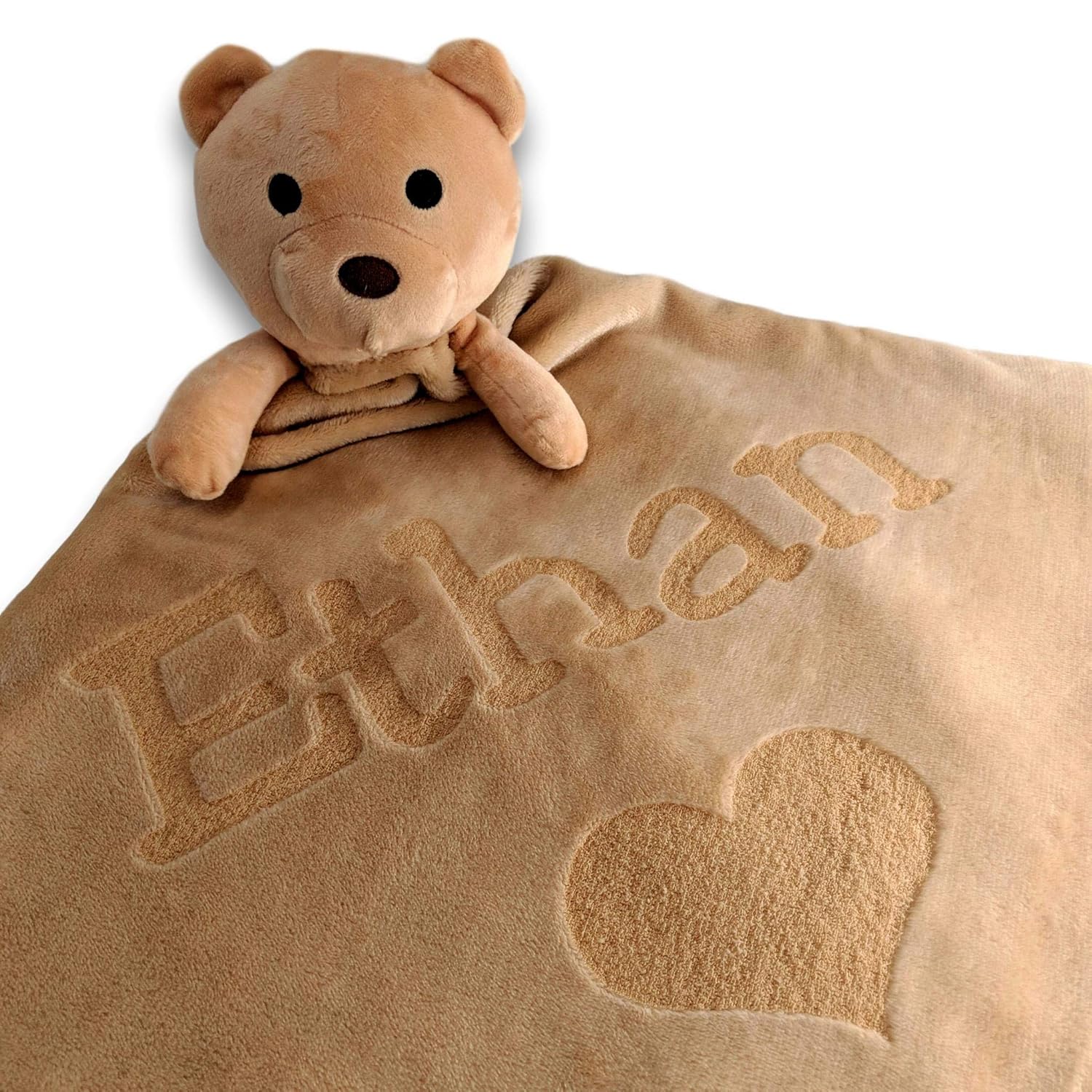 Custom Catch Personalized Teddy Bear Baby Blanket - Brown 1