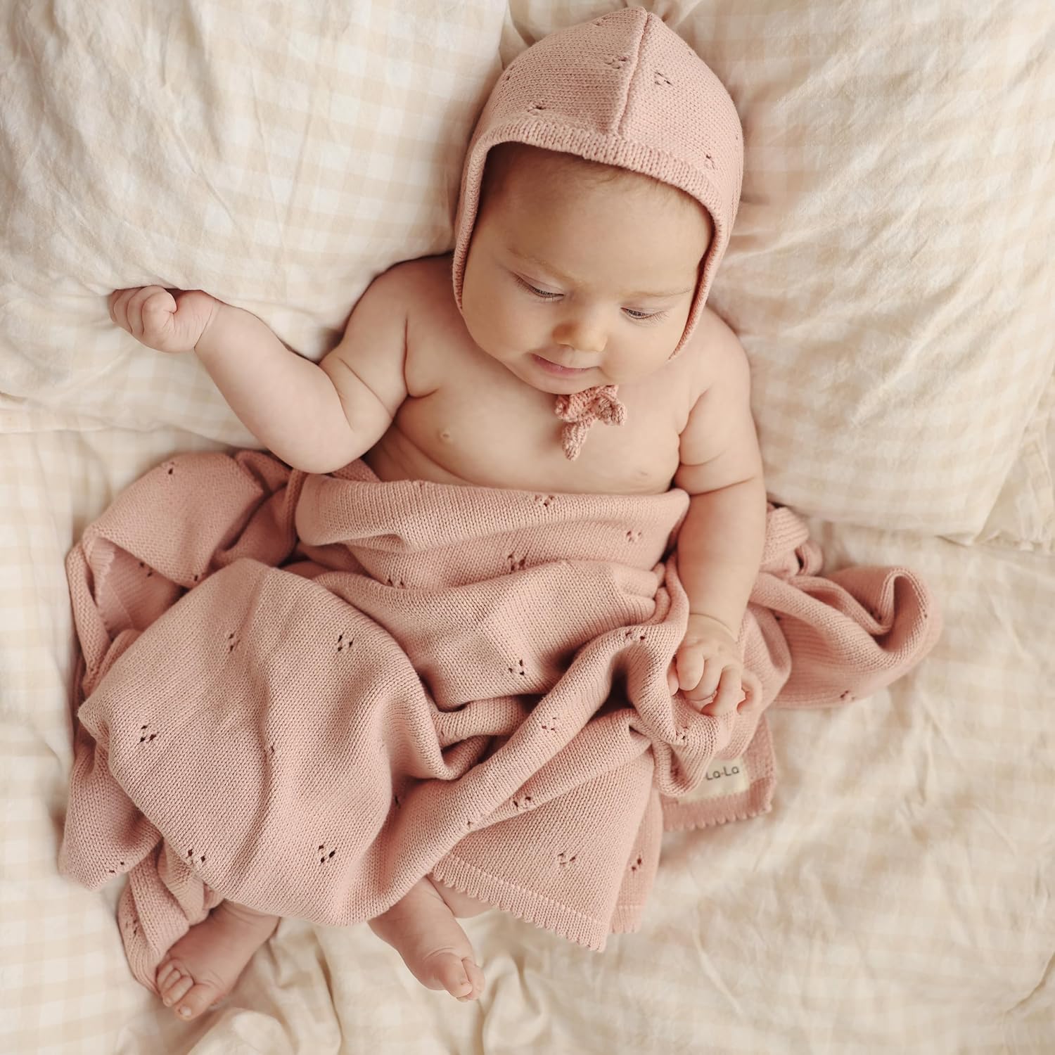 Bleu La La Organic Pointelle Swaddle Blanket for Girls 1