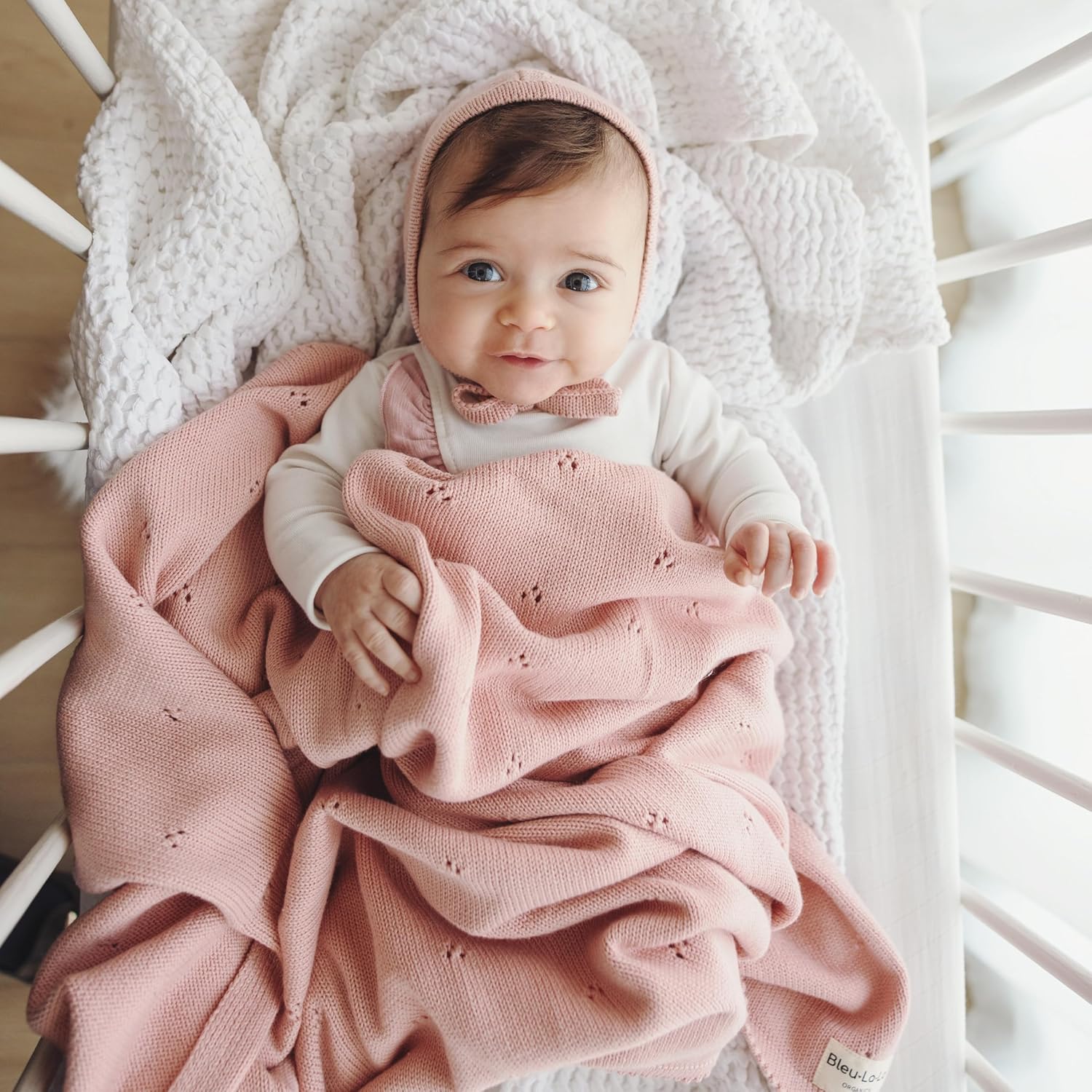 Bleu La La Organic Pointelle Swaddle Blanket for Girls 1