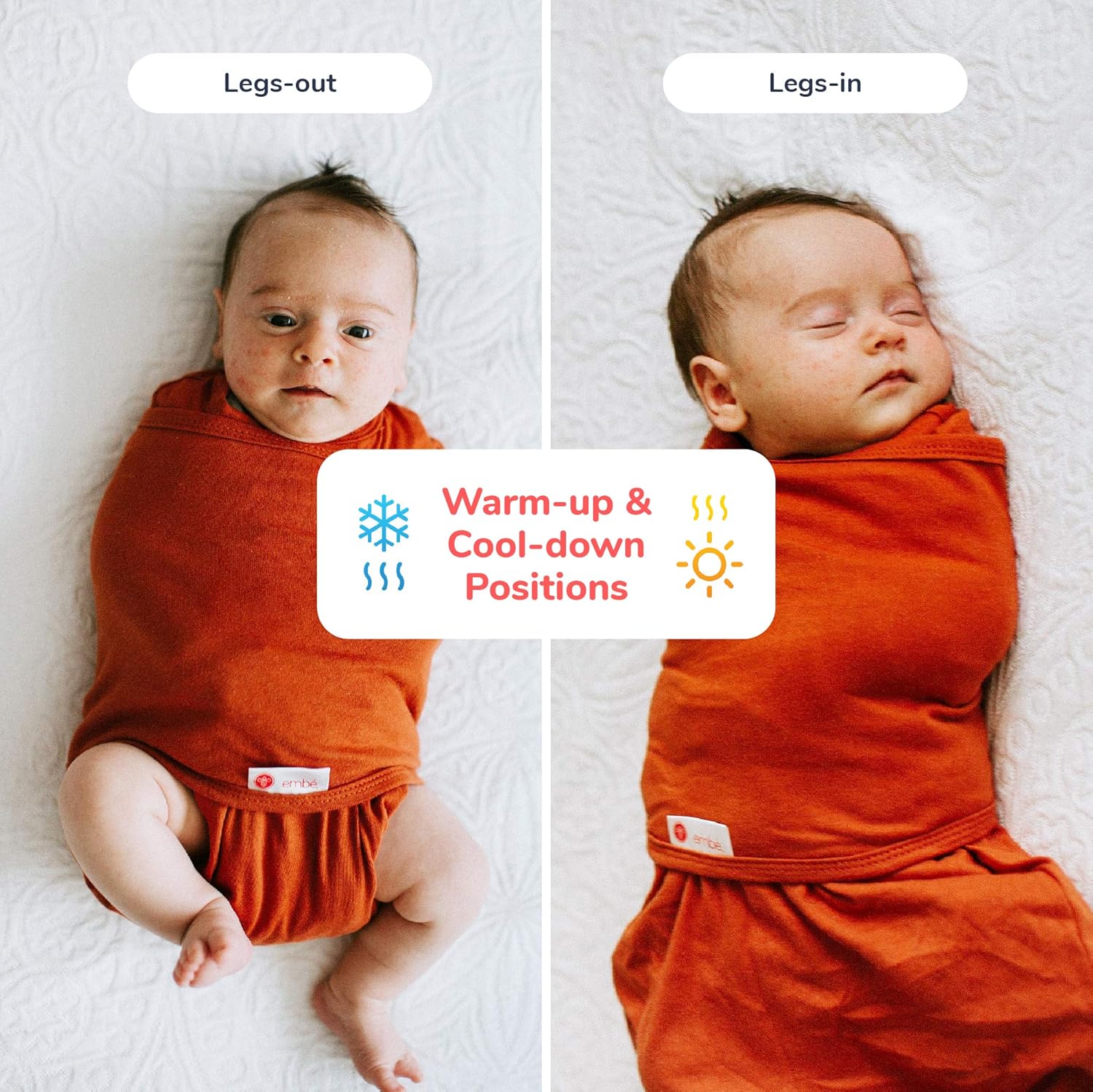 Embe 2-Way Zip Swaddle for Newborns 6-14lbs