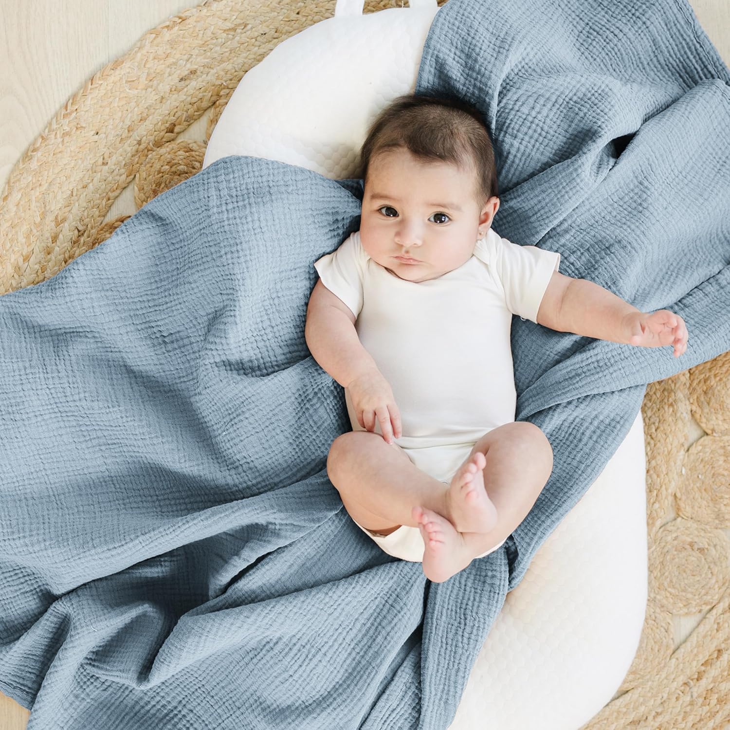 Konssy 2 Pack Muslin Swaddle Blankets 47 x 47 Inches