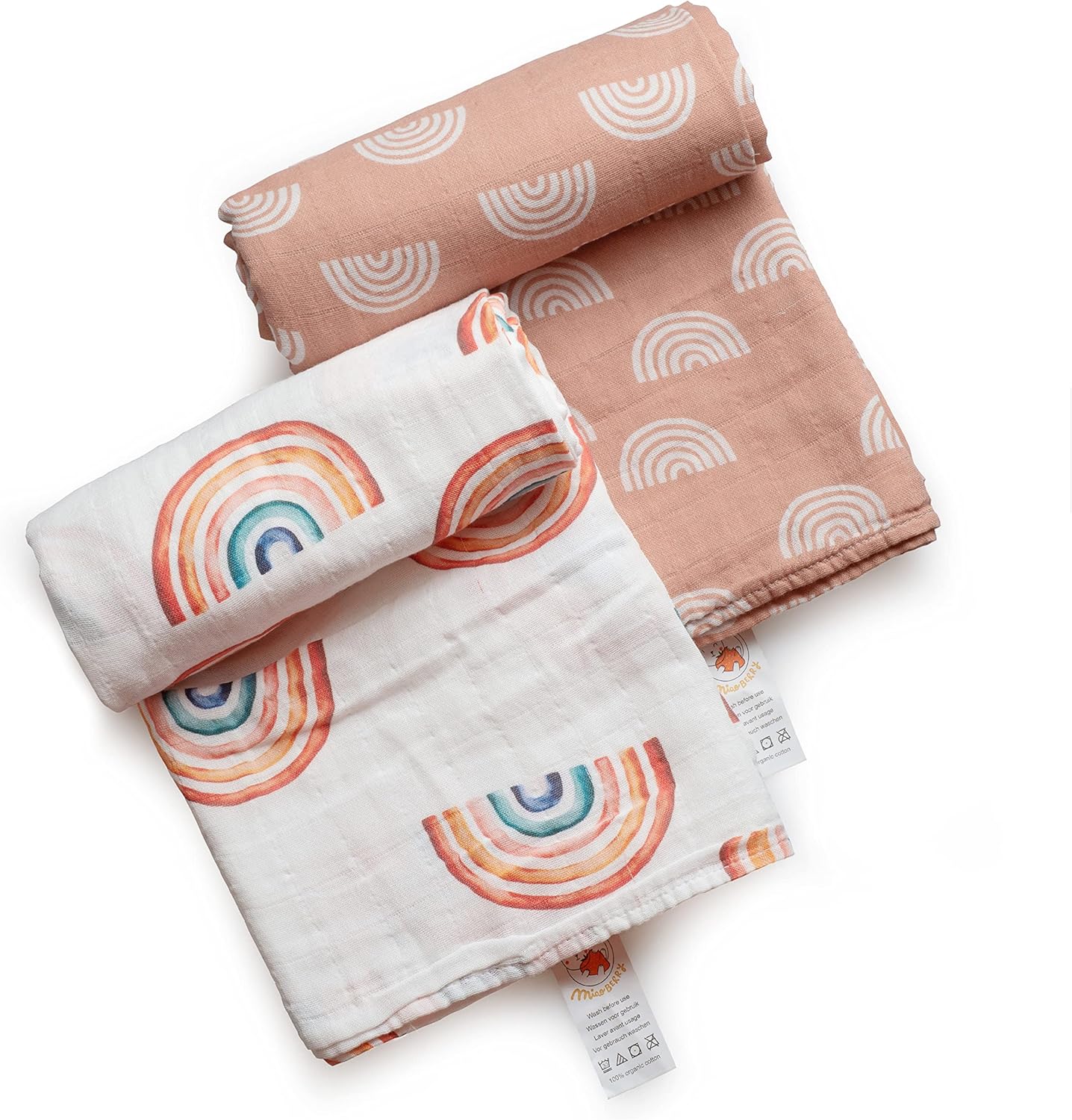 Miaoberry Organic Muslin Swaddle Blanket and Hat Set 1