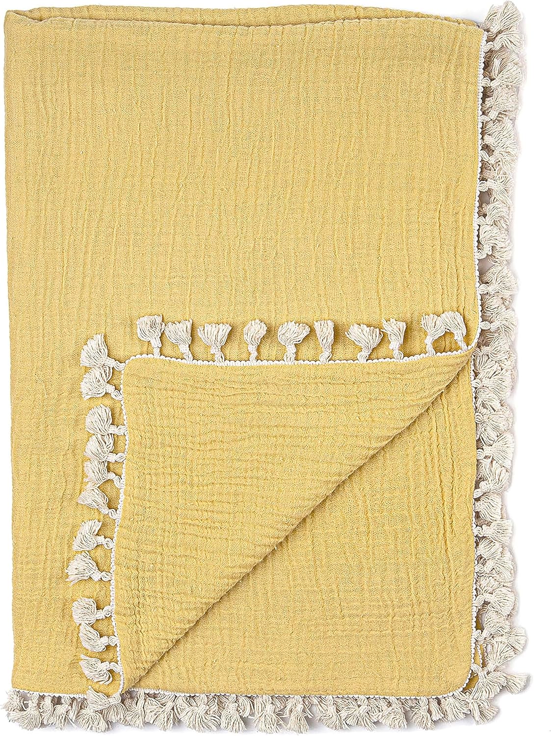 Crane Baby Muslin Swaddle Blanket 30 x 40 Ochre Yellow