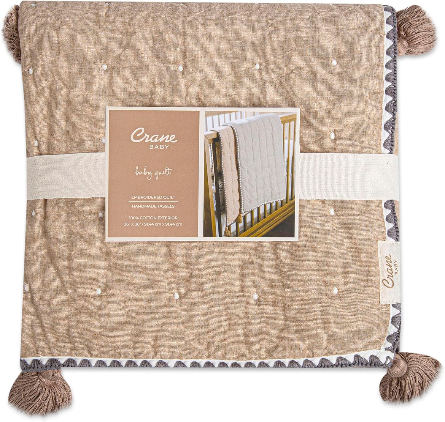 Crane Baby Quilted Blanket 36x36 Copper Ezra Print