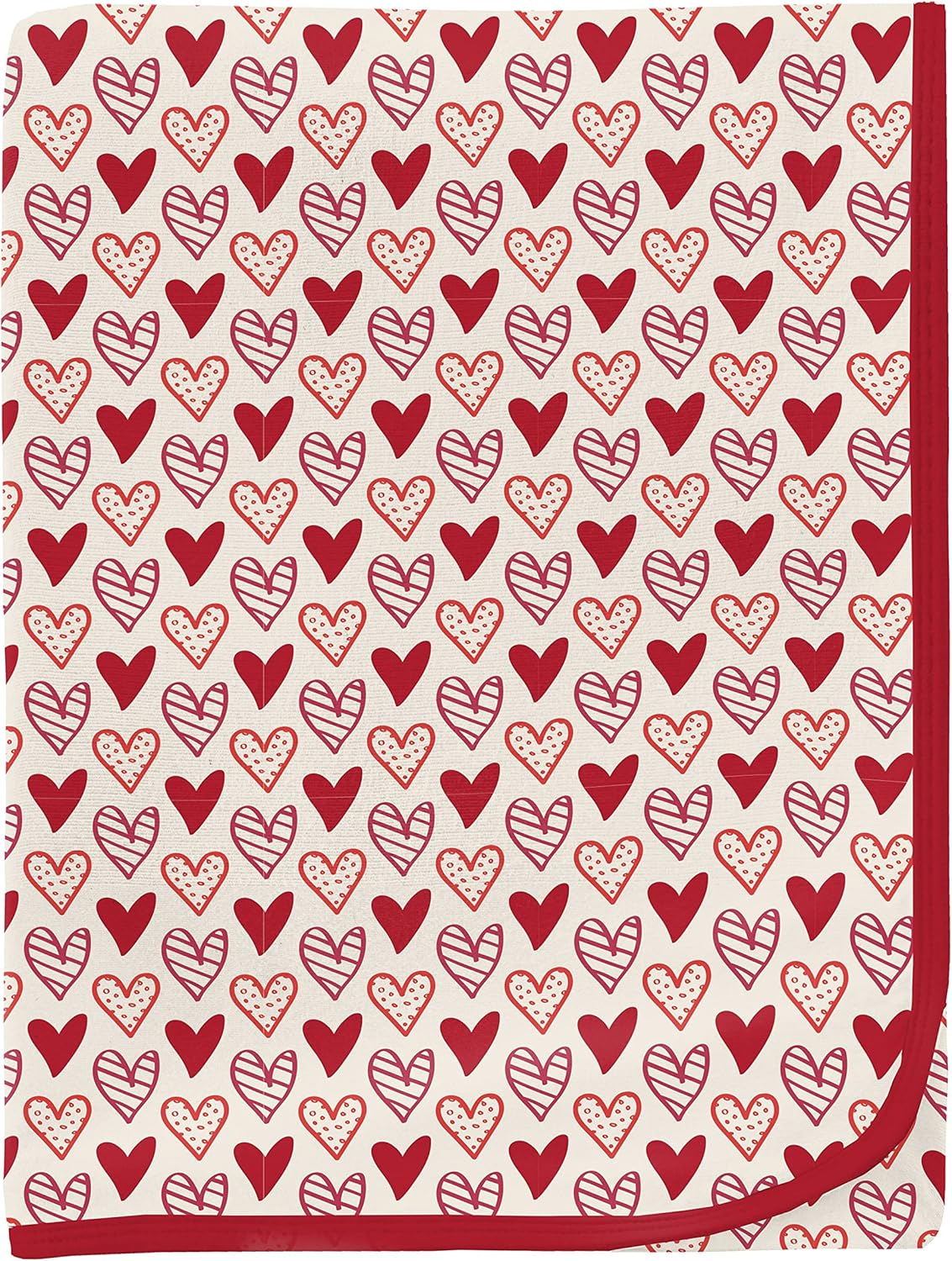 KicKee Swaddling Blanket - Natural Heart Doodles One Size