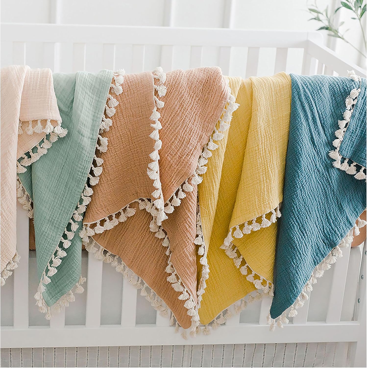 Crane Baby Muslin Swaddle Blanket 30 x 40 Ochre Yellow