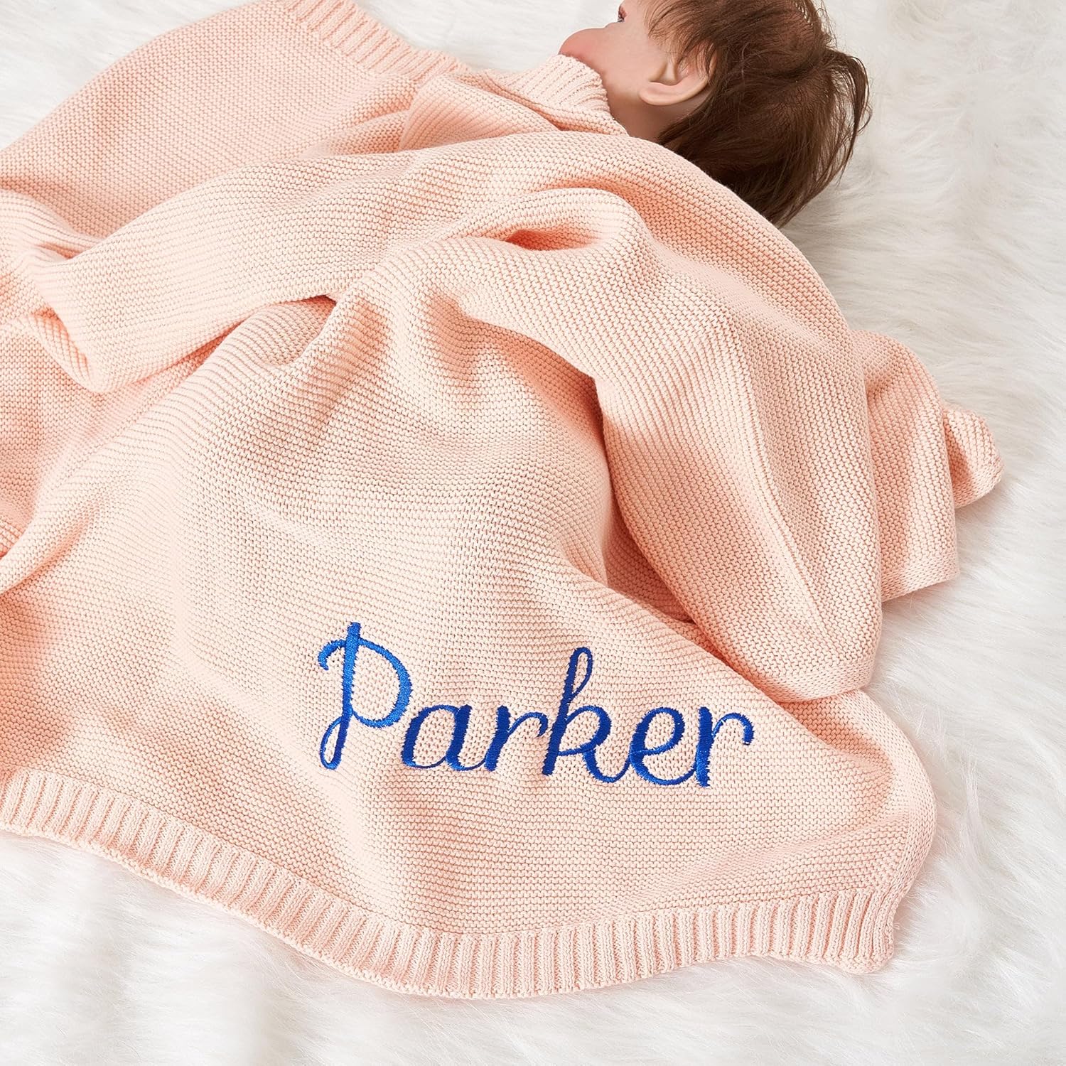NAZENTI Personalized Baby Girl Blanket with Embroidered Name