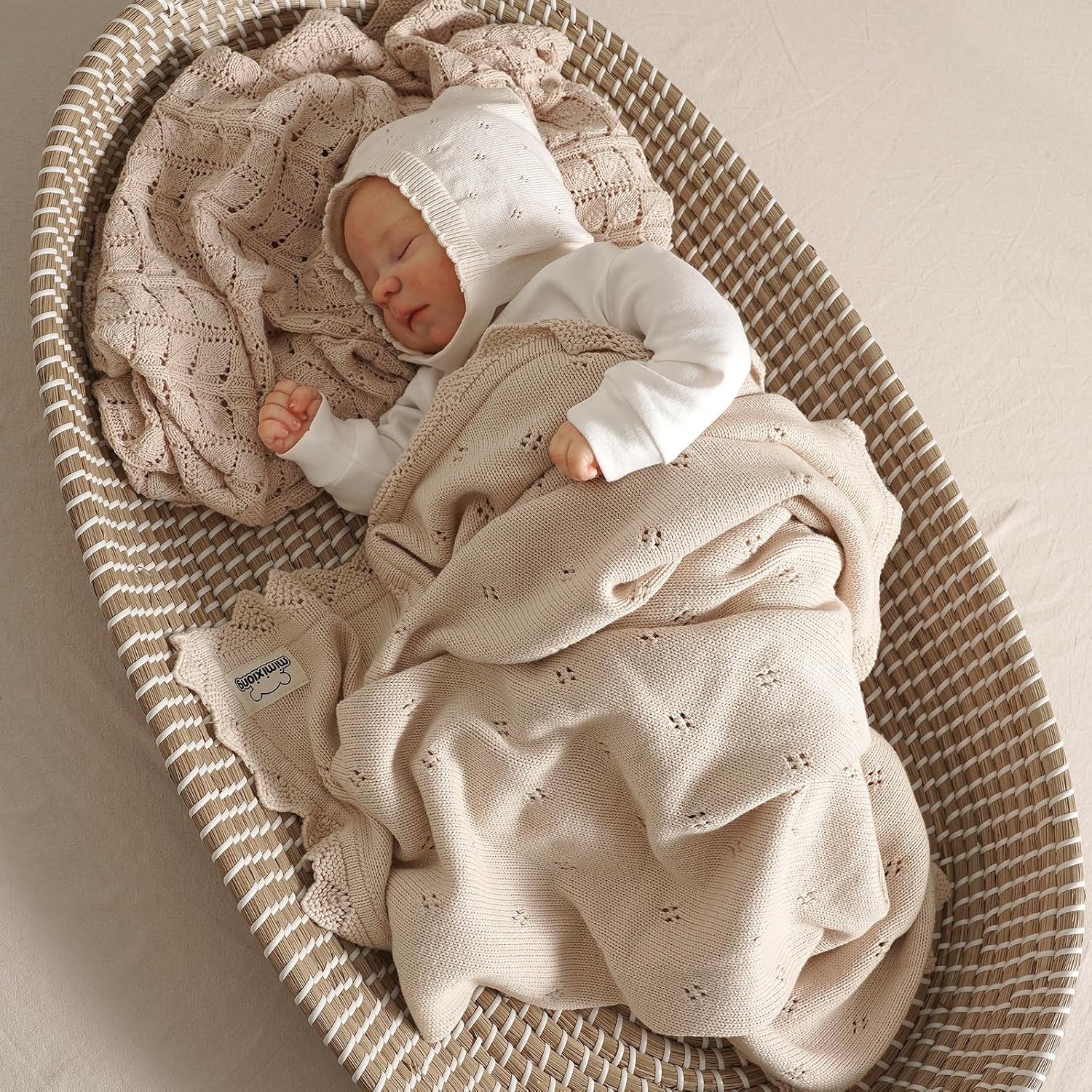 Mimixiong 30x40 Inch Oatmeal Cotton Swaddling Blanket
