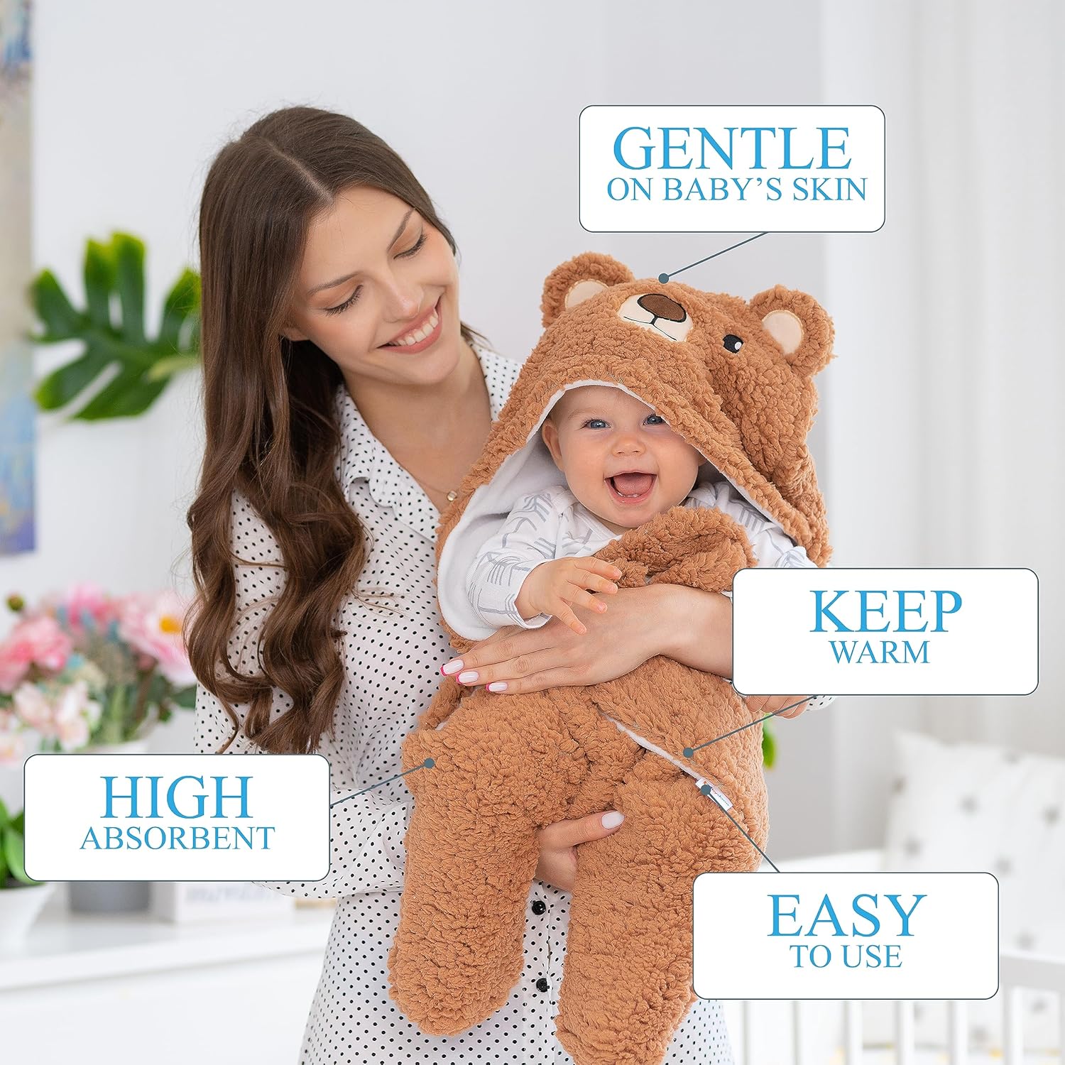 Baby Swaddle Blanket Bear 0-6 Months Gender Neutral