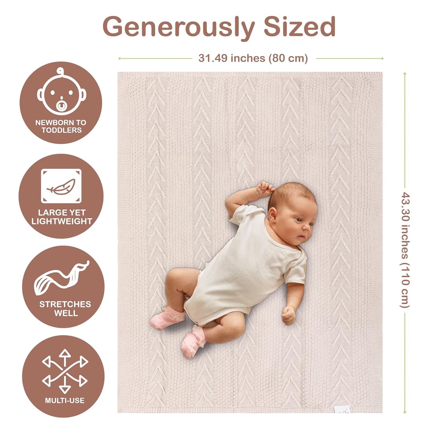 Organic Cotton Baby Blanket - 315 x 433 Inches