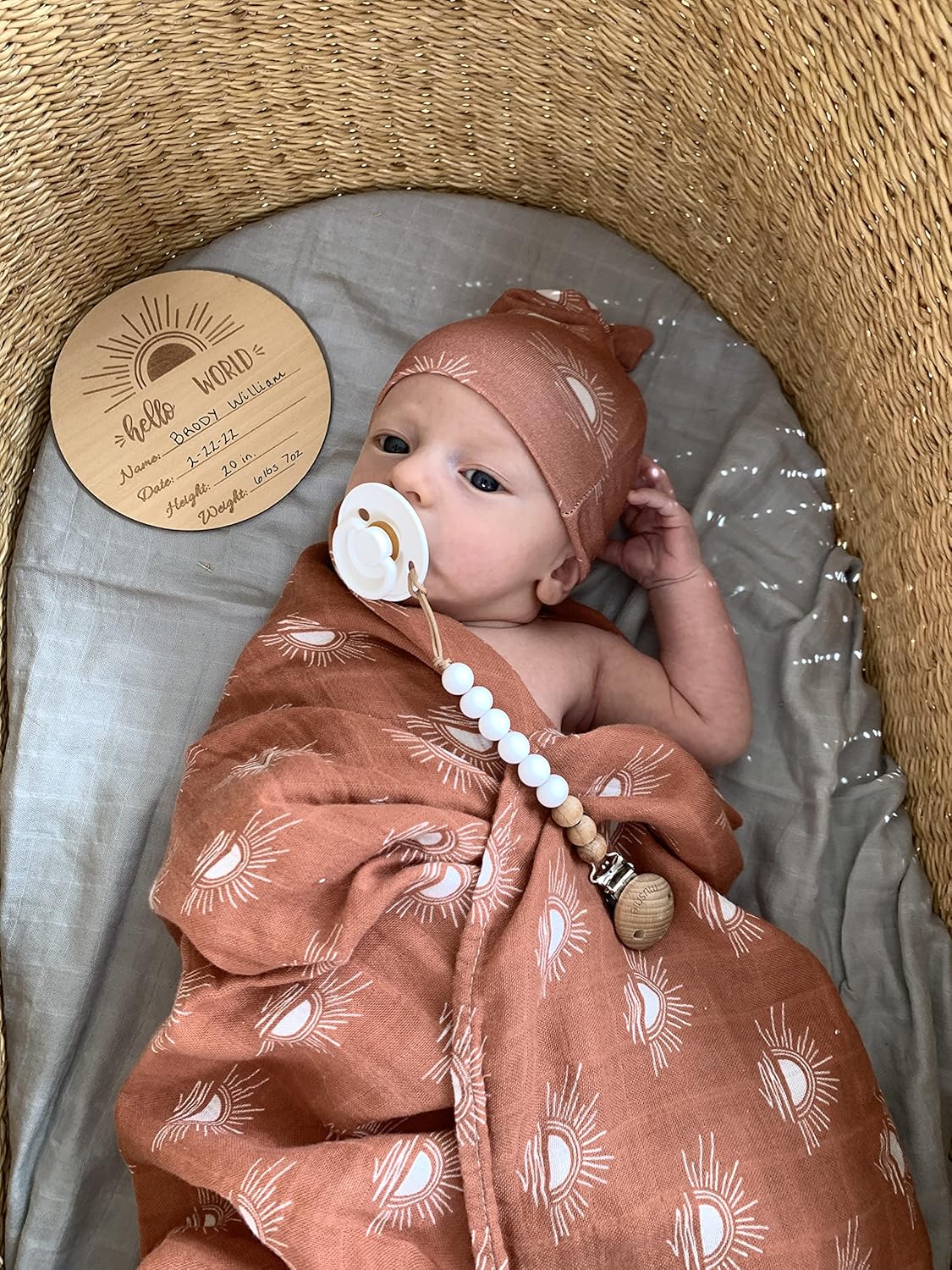 Miaoberry Organic Cotton Baby Muslin Swaddle Blanket Set