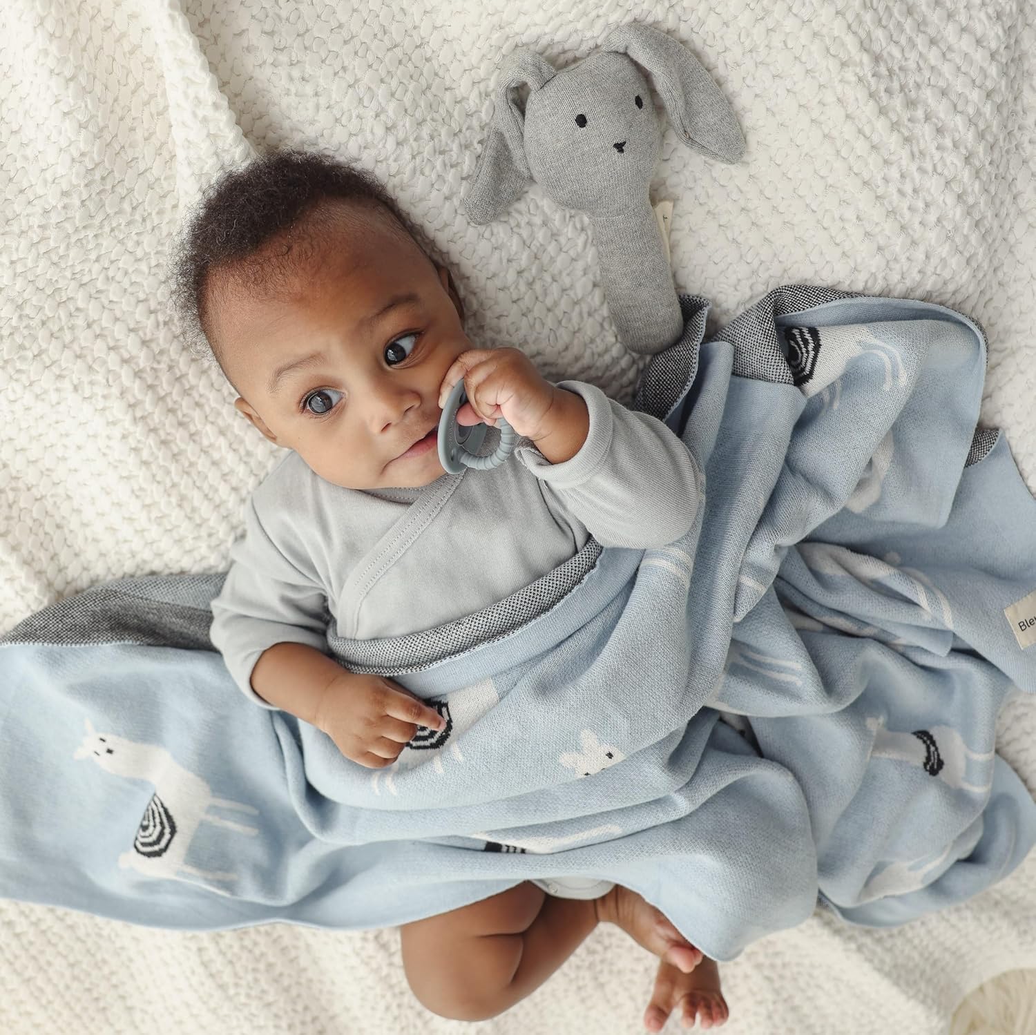 Baby Receiving Swaddle Blanket - 100 Fine Loomed Cotton Llama Pattern
