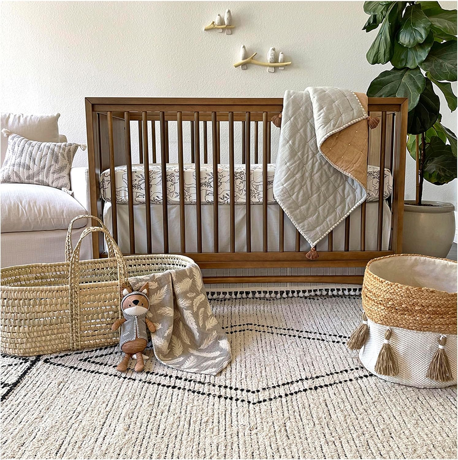 Crane Baby Quilted Blanket 36x36 Copper Ezra Print