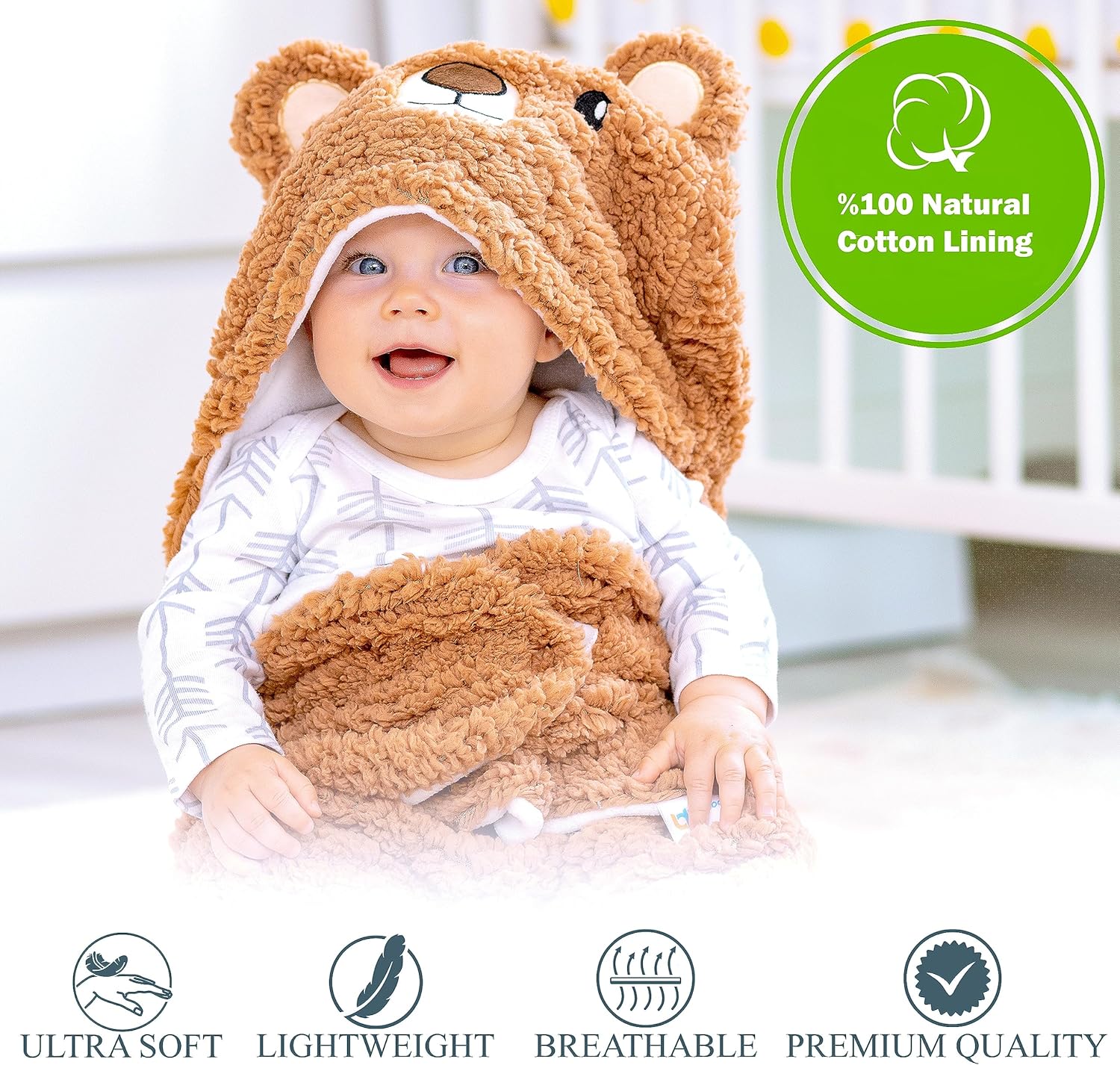 Baby Swaddle Blanket Bear 0-6 Months Gender Neutral