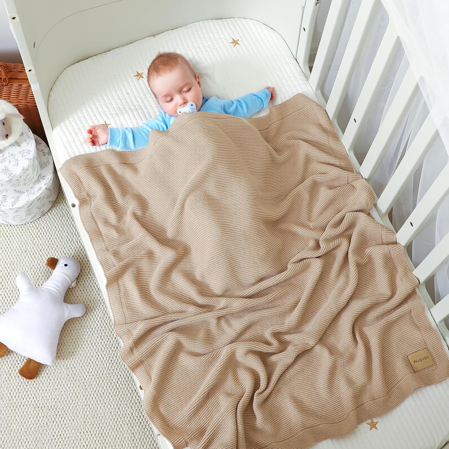 Wugugu Baby Blanket 30x40 Inch Soft Cotton Knit