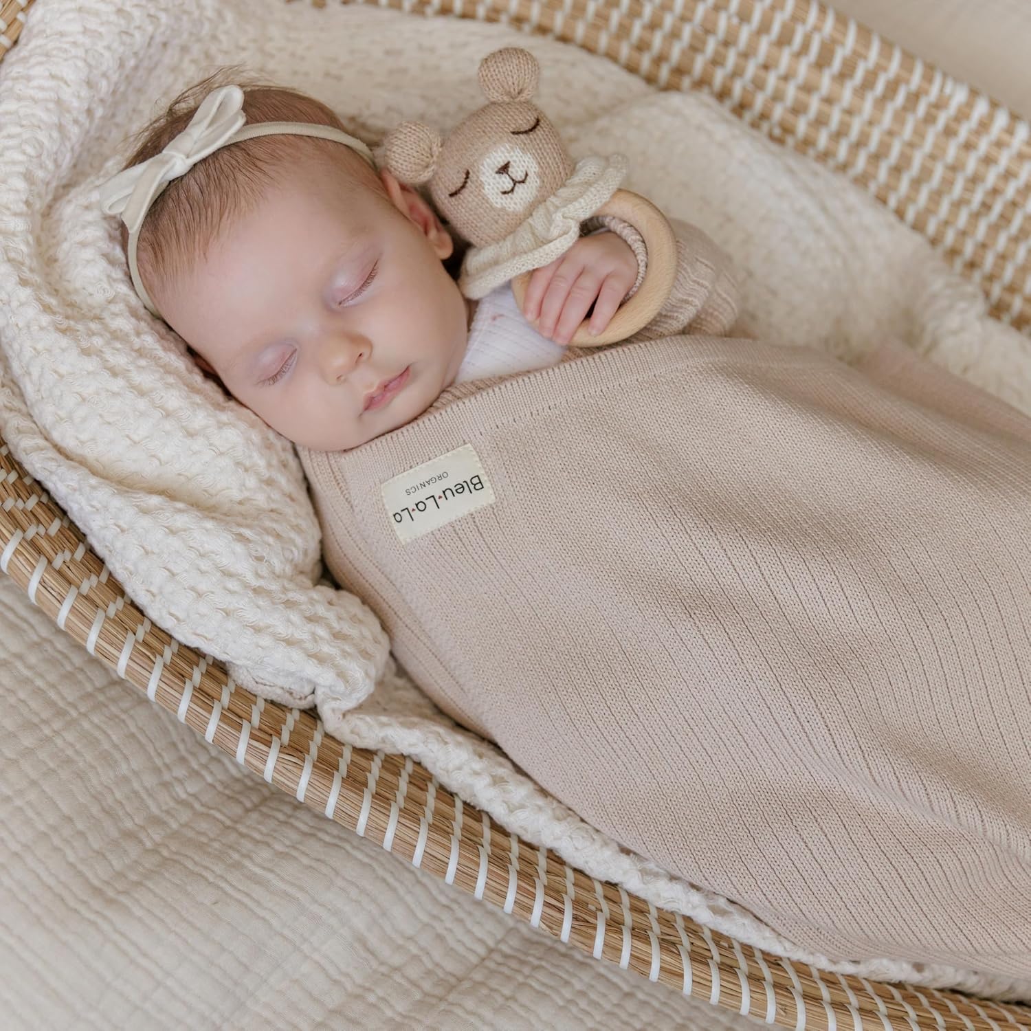 Organic Ribbed Swaddle Blanket - Oatmeal
