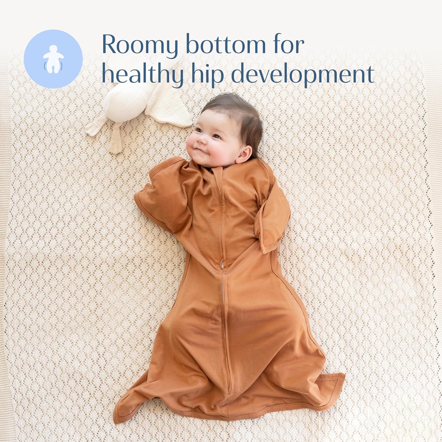 SleepingBaby Zipadee-Zip Transition Swaddle - Cozy Easy Diaper Changes Starfish Design