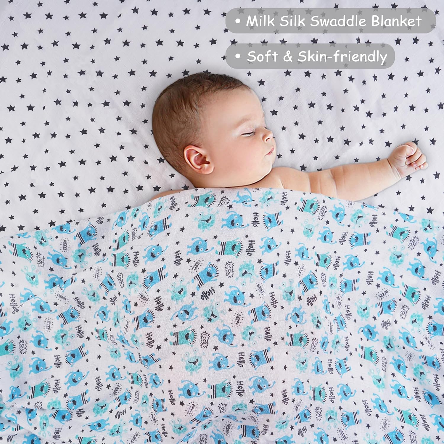 Lasoftan Swaddle Blanket 36 x 40 Inches 2 Pcs for Newborns