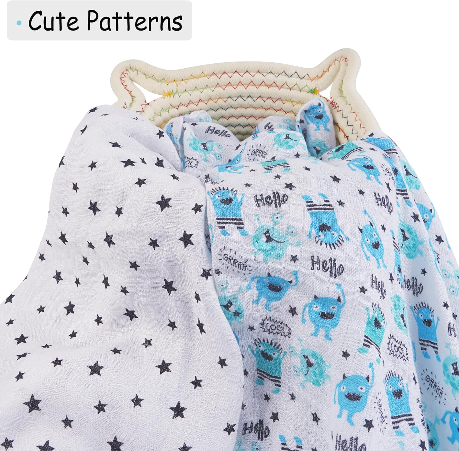 Lasoftan Swaddle Blanket 36 x 40 Inches 2 Pcs for Newborns